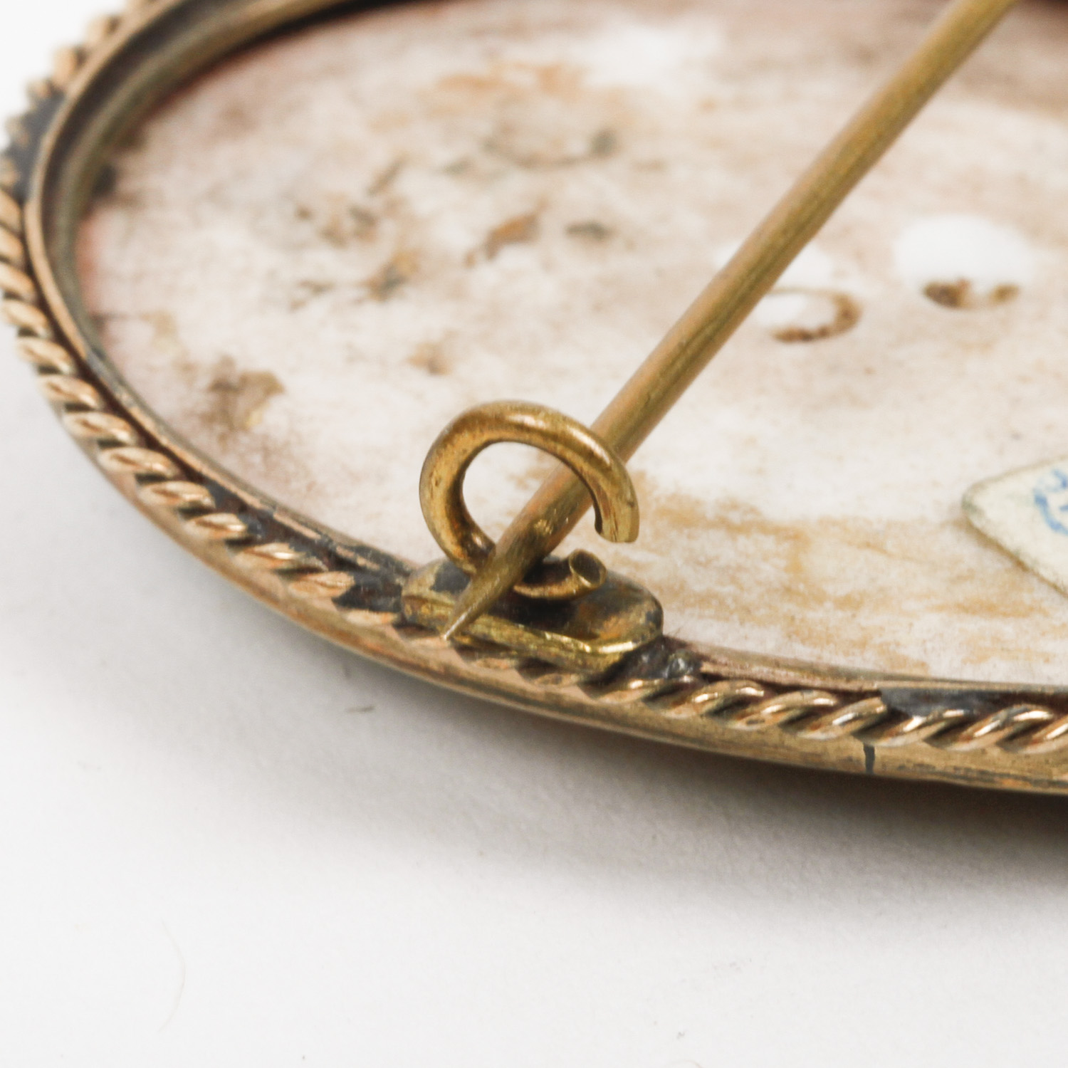 Antique 10K Yellow Gold Painted Porcelain Brooch