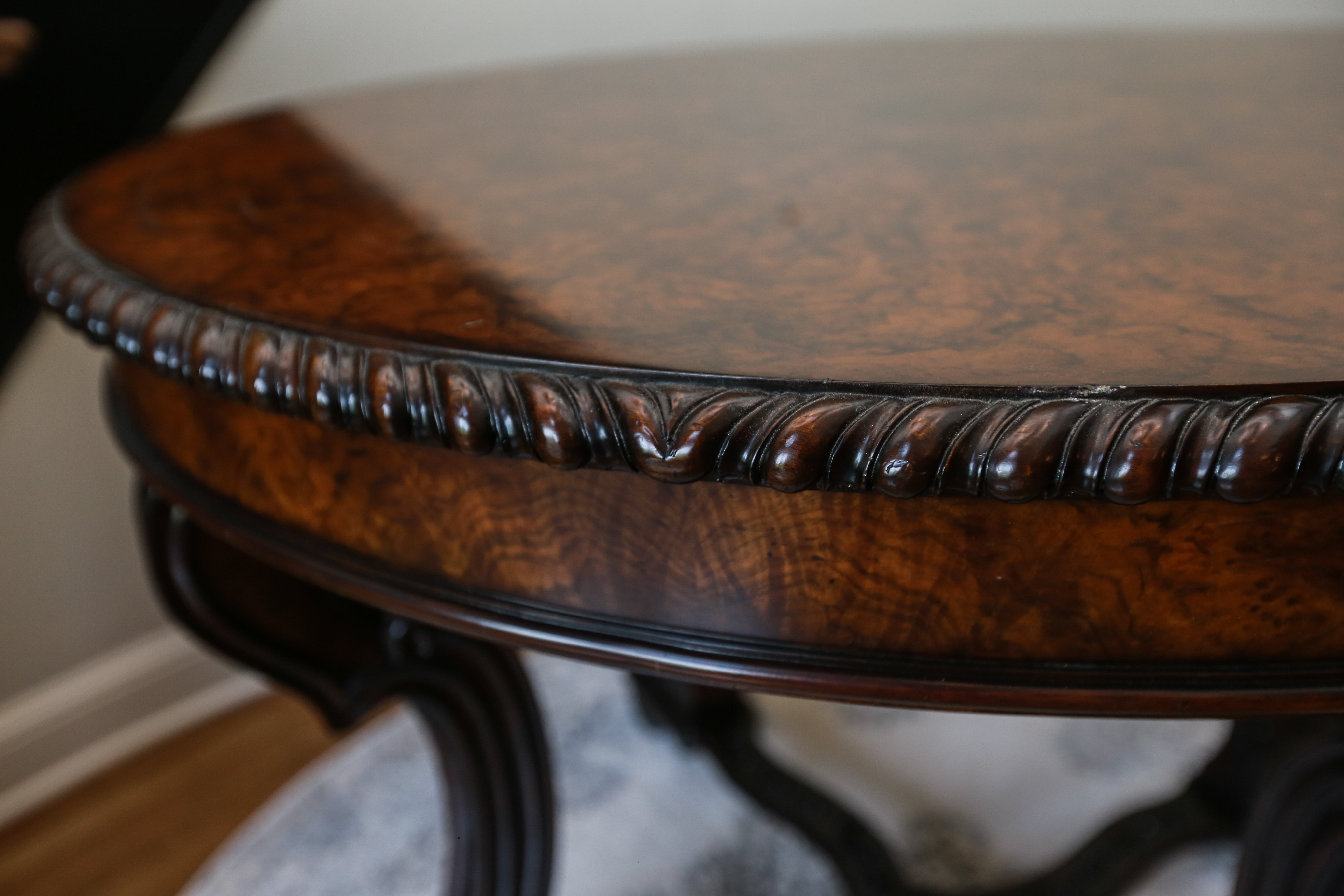 American Empire Style Walnut Burl Center Table