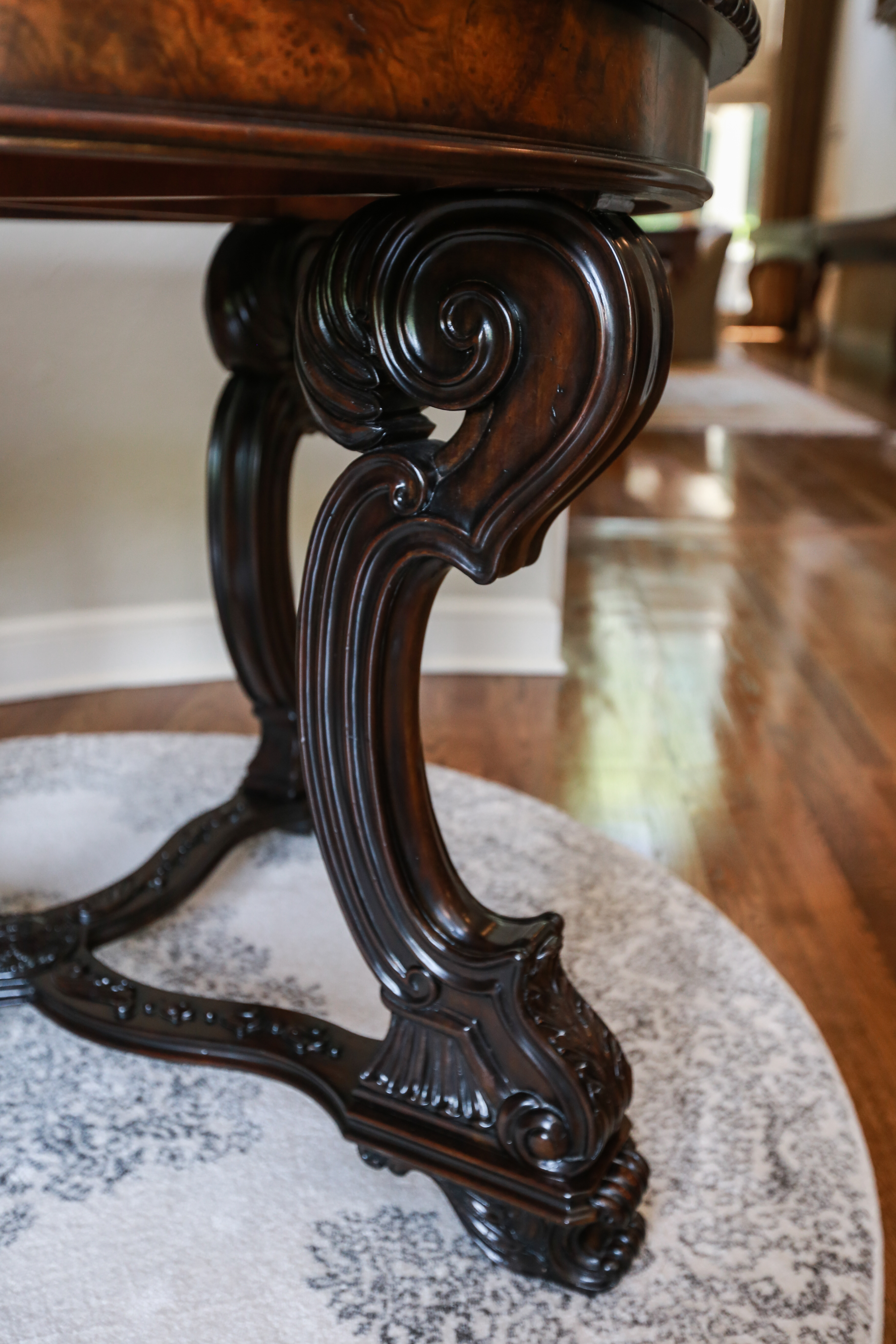 American Empire Style Walnut Burl Center Table