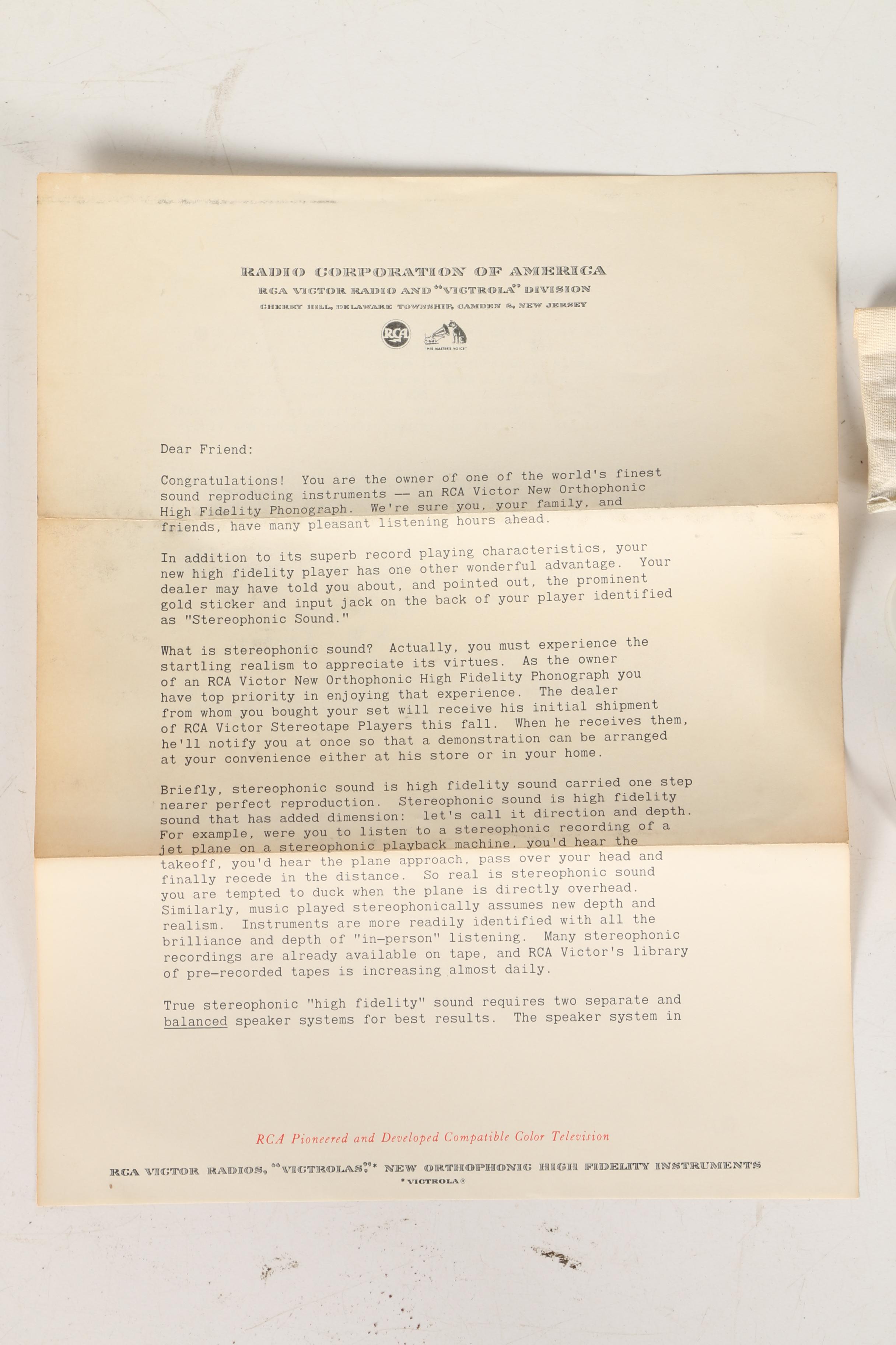 Vintage RCA Victor Orthophonic High Fidelity Record Player