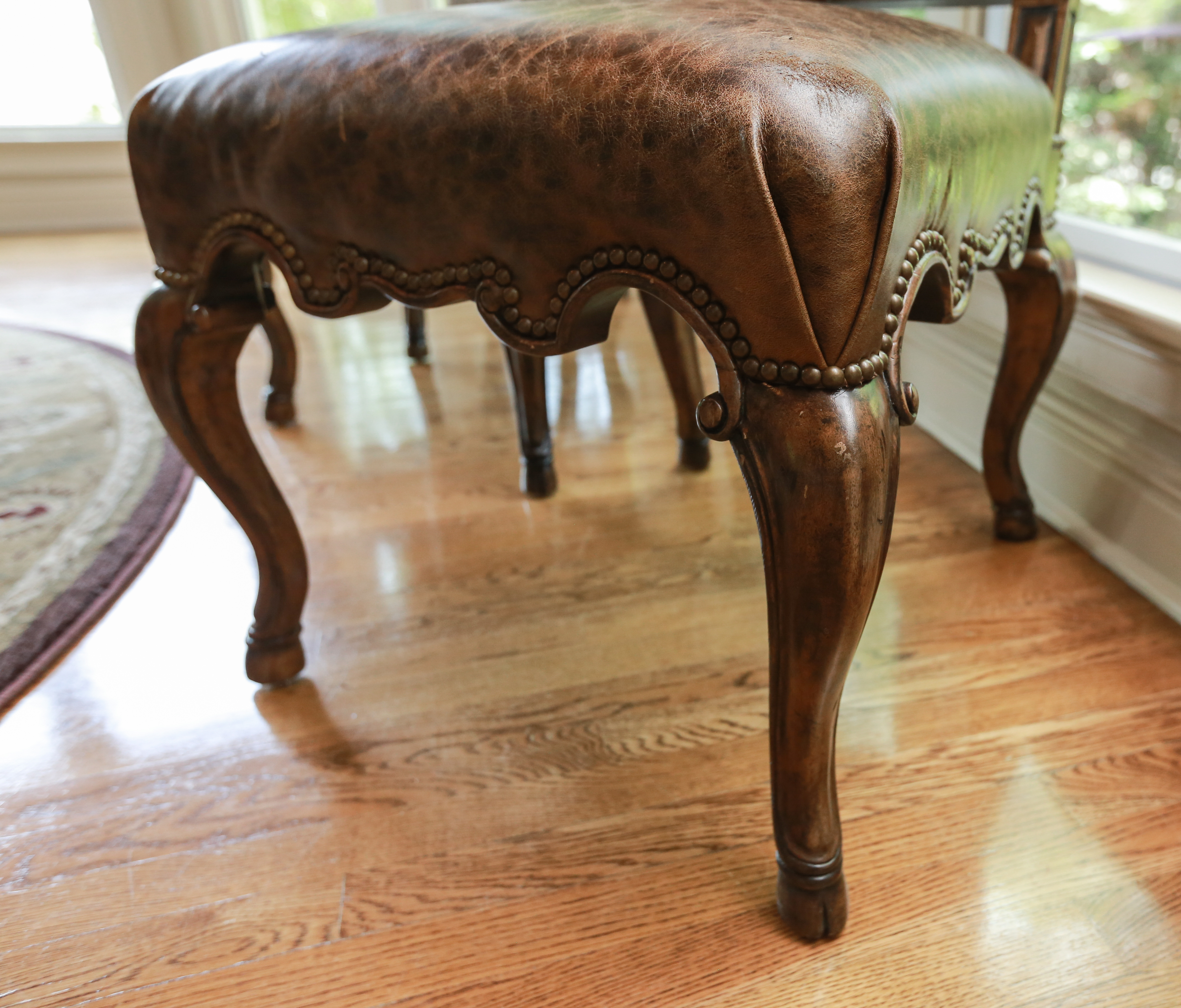 Six Rococo Style Leather and Embroidery Dining Chairs