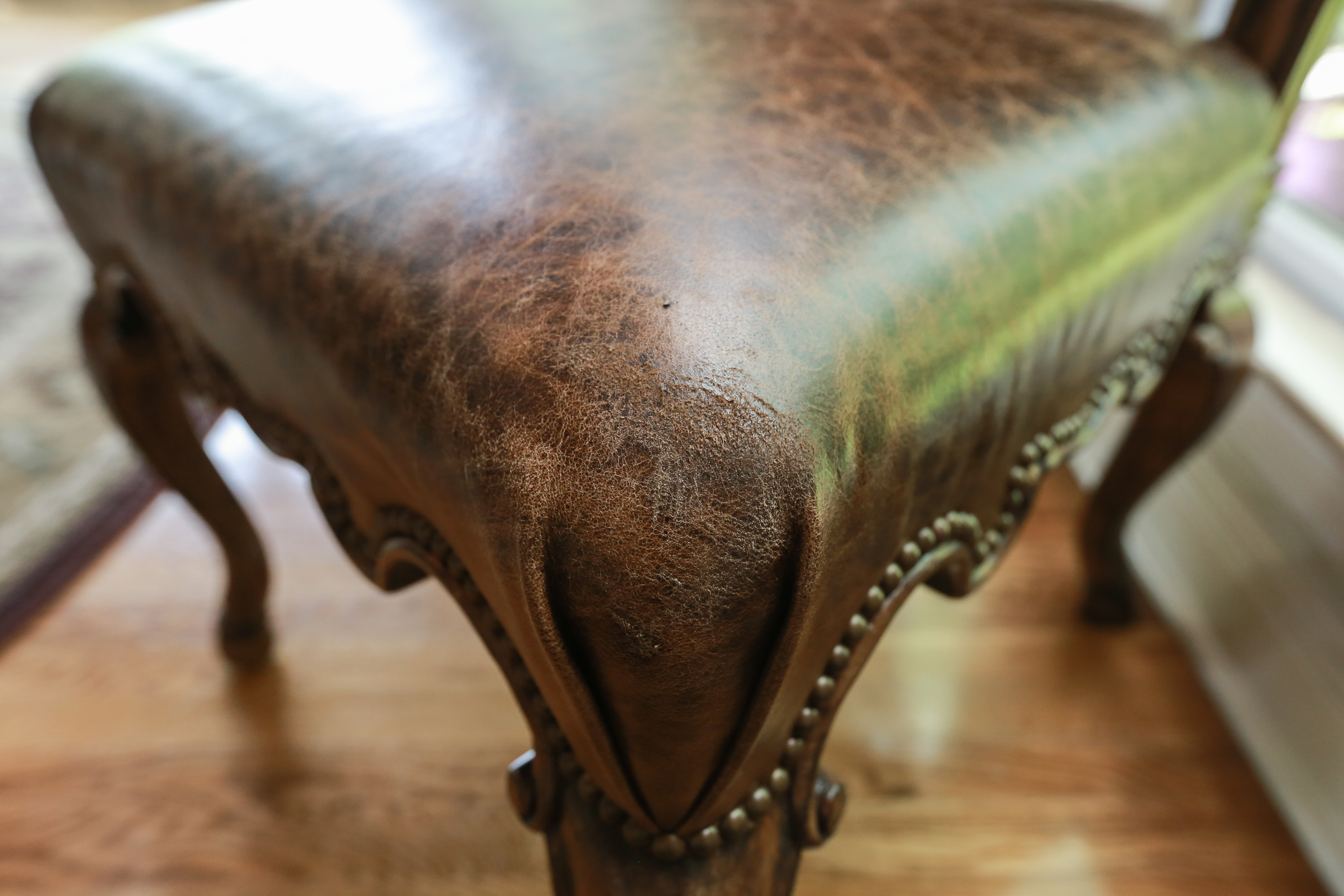 Six Rococo Style Leather and Embroidery Dining Chairs