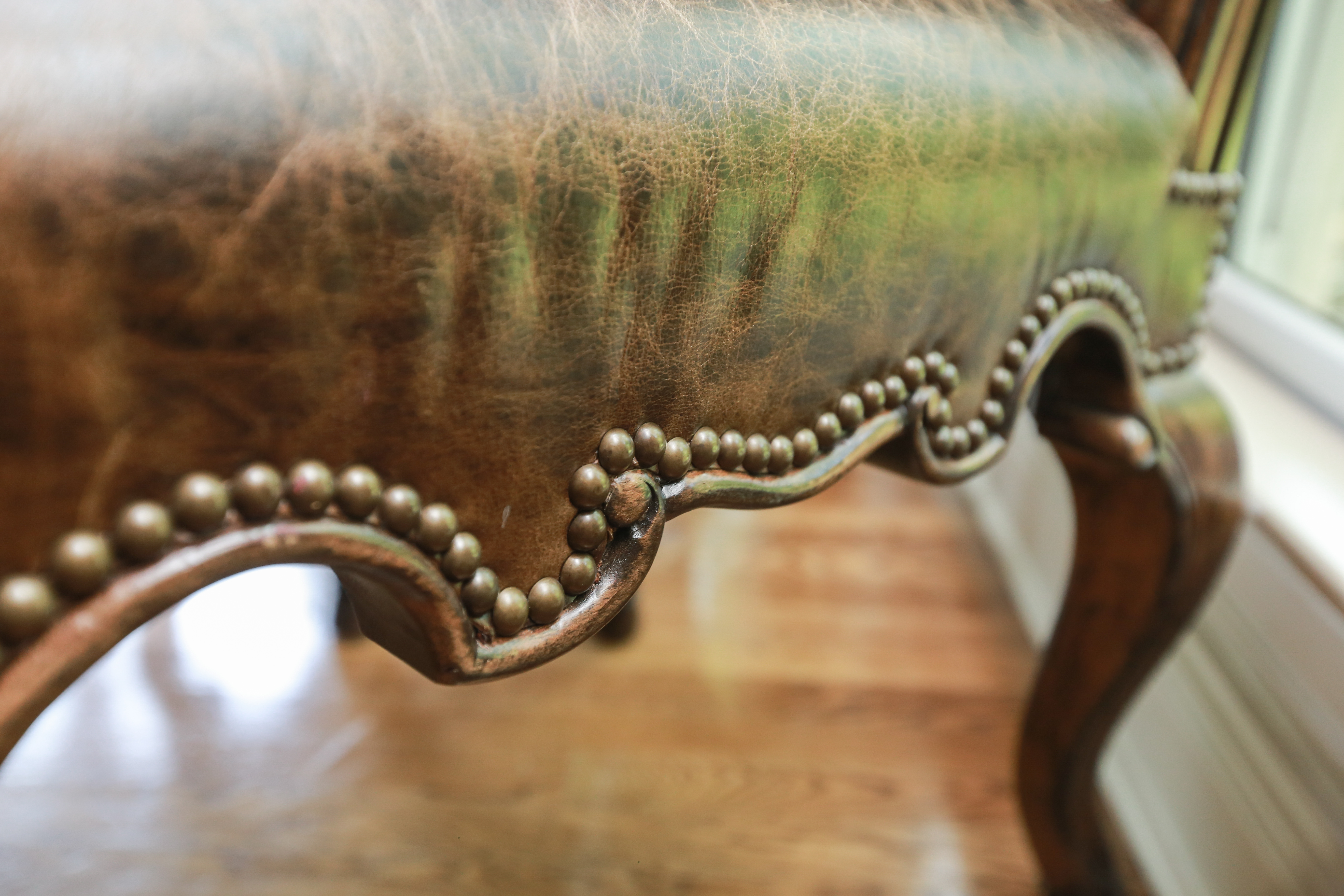 Six Rococo Style Leather and Embroidery Dining Chairs