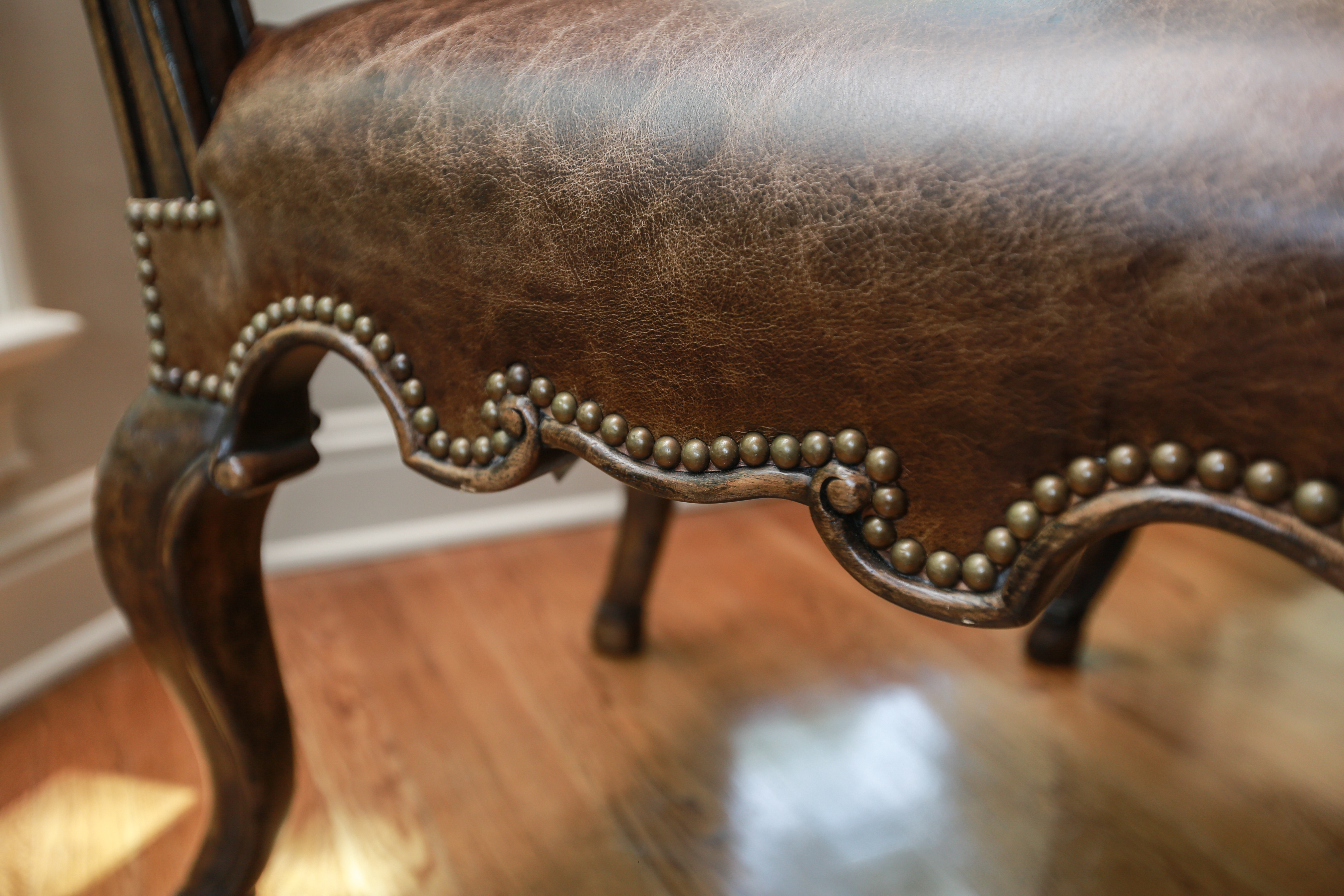 Six Rococo Style Leather and Embroidery Dining Chairs