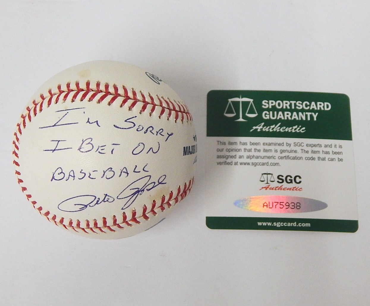 SGC Pete Rose "I'm Sorry I Bet on Baseball" Signed Baseball