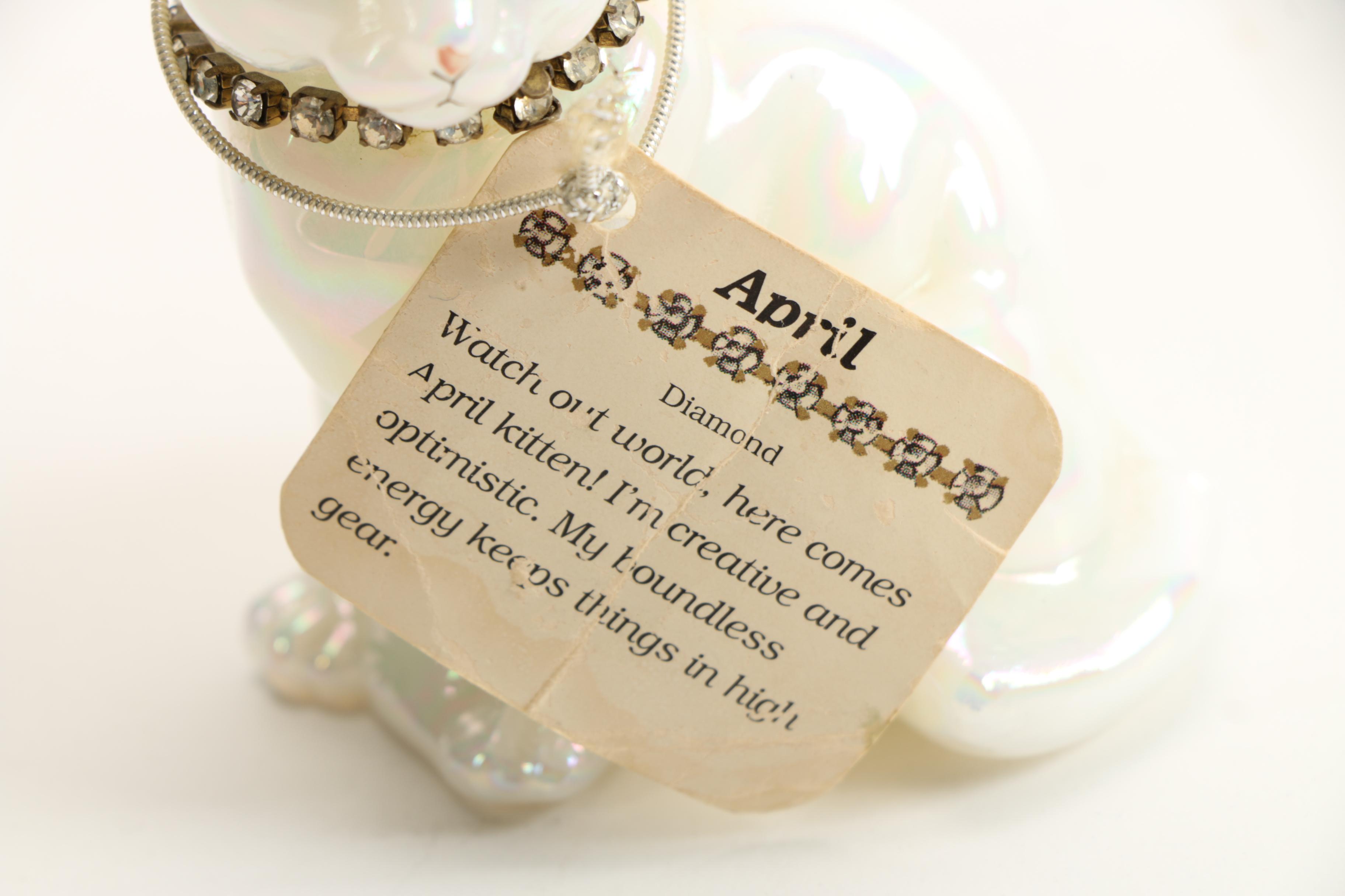 Fenton Opalescent Glass April Birthstone Kitten