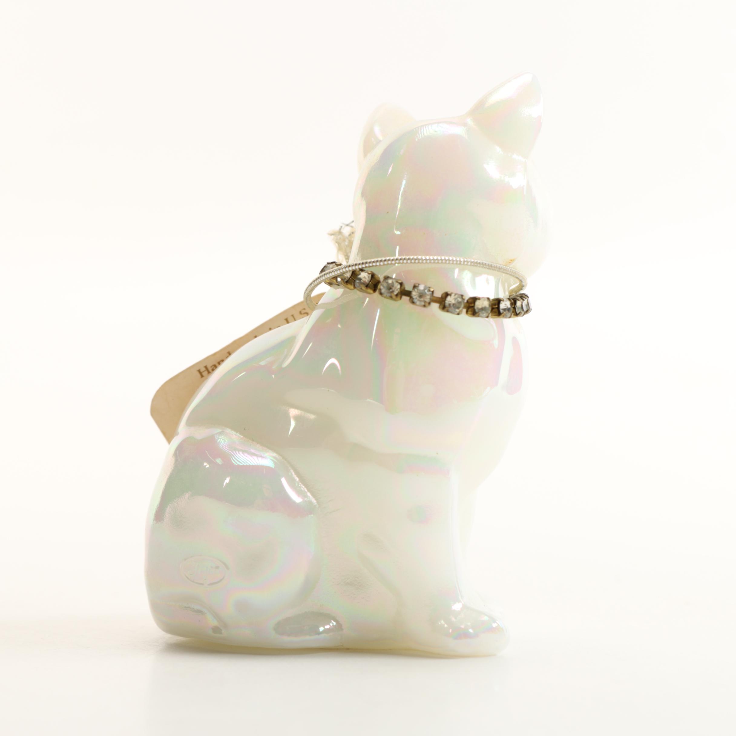 Fenton Opalescent Glass April Birthstone Kitten