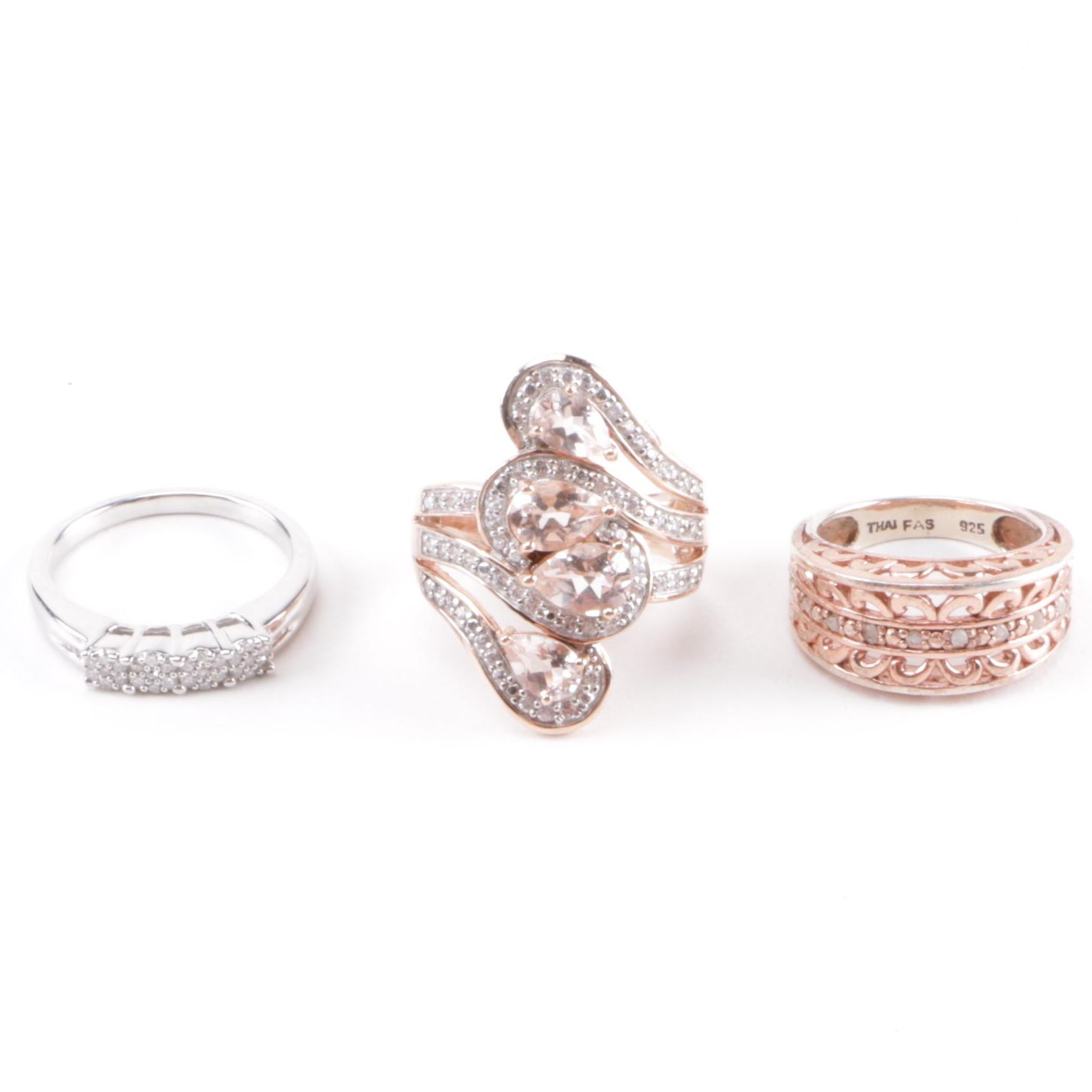 Sterling Silver Diamond and Morganite Rings