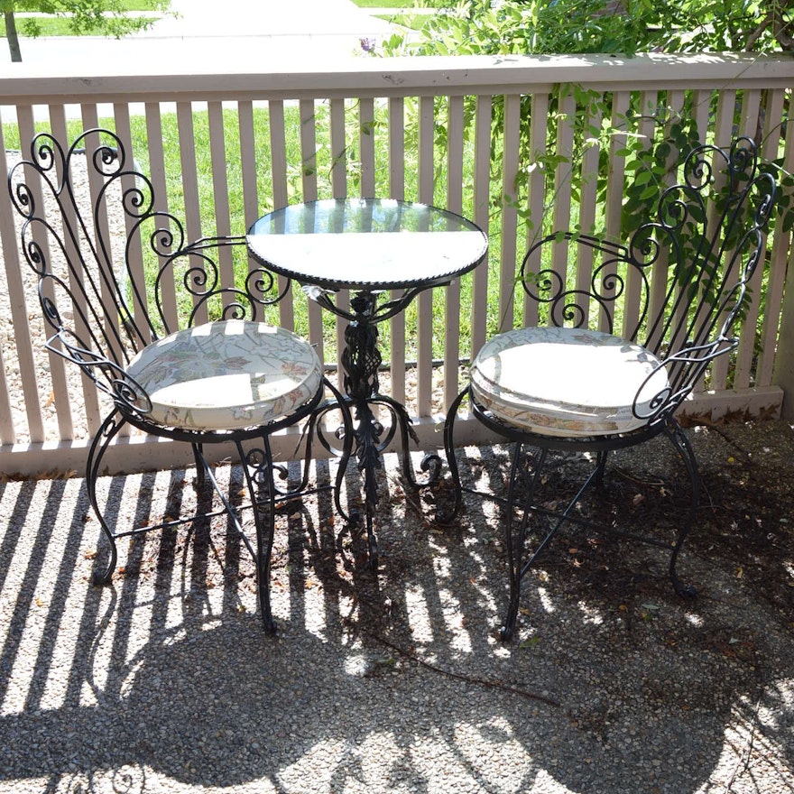 Outdoor Scrolled Metal Bistro Table and Chairs