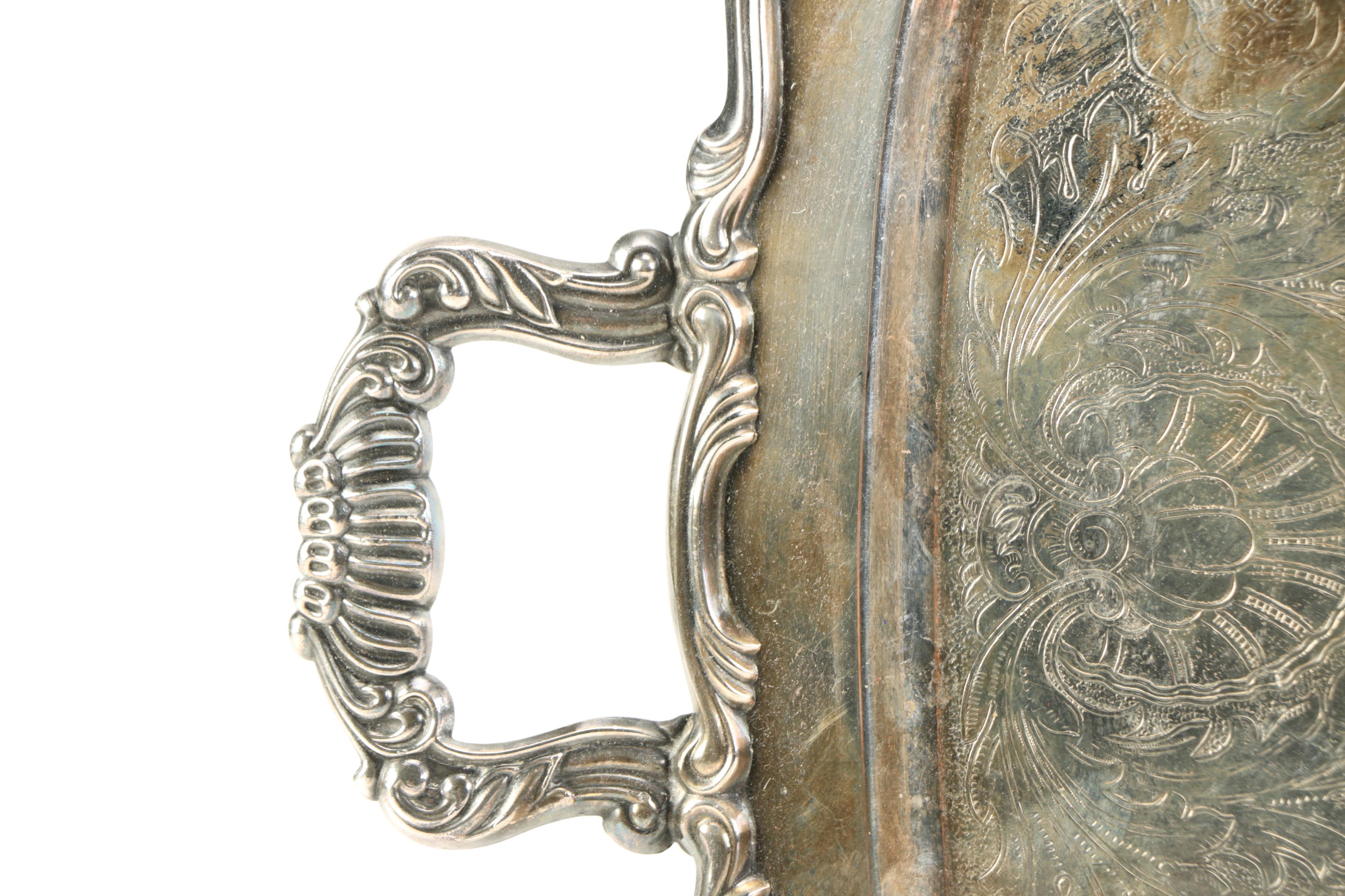 Oneida Plated Silver Serving Tray and Gorham Candlesticks