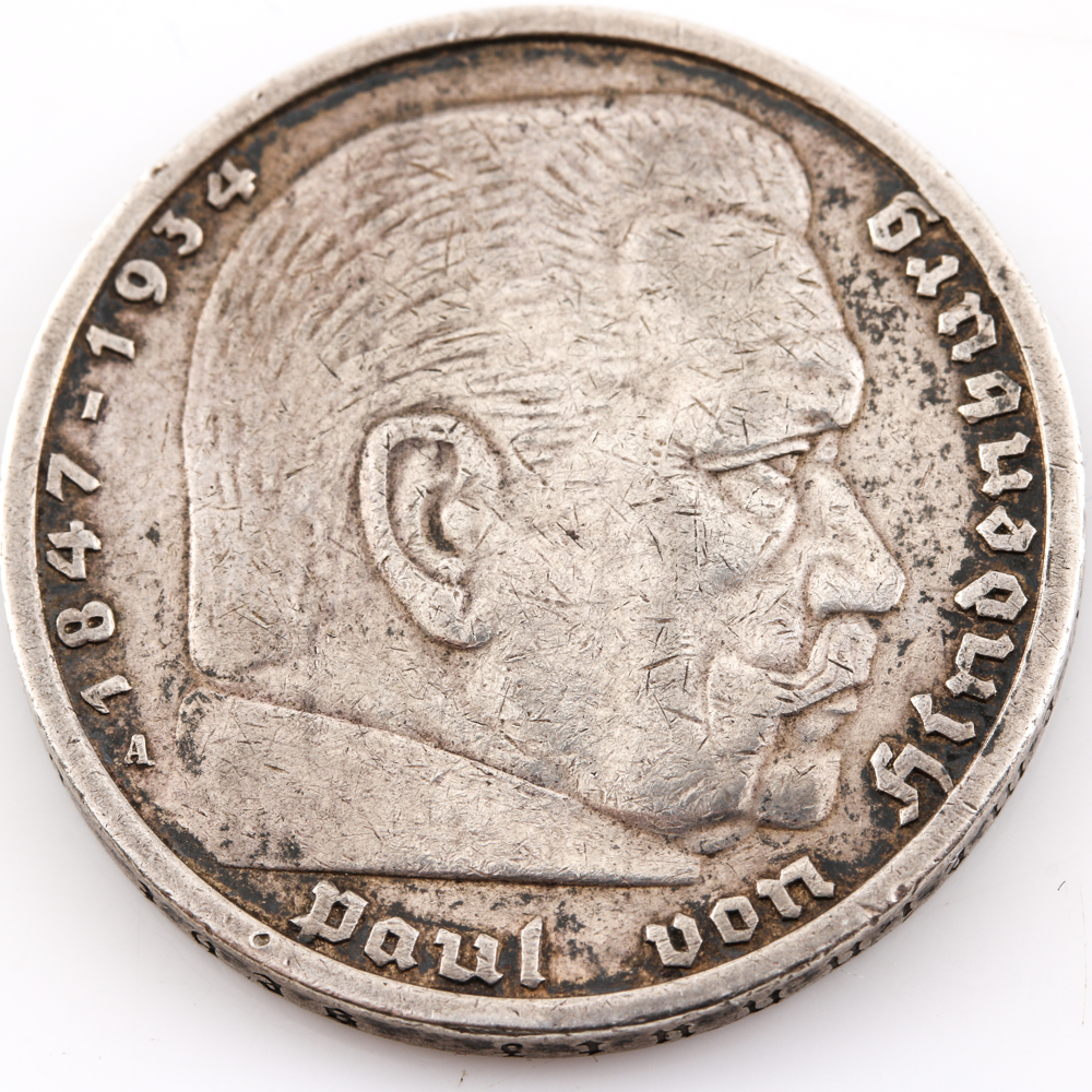 1935 German Five Mark Silver Coin