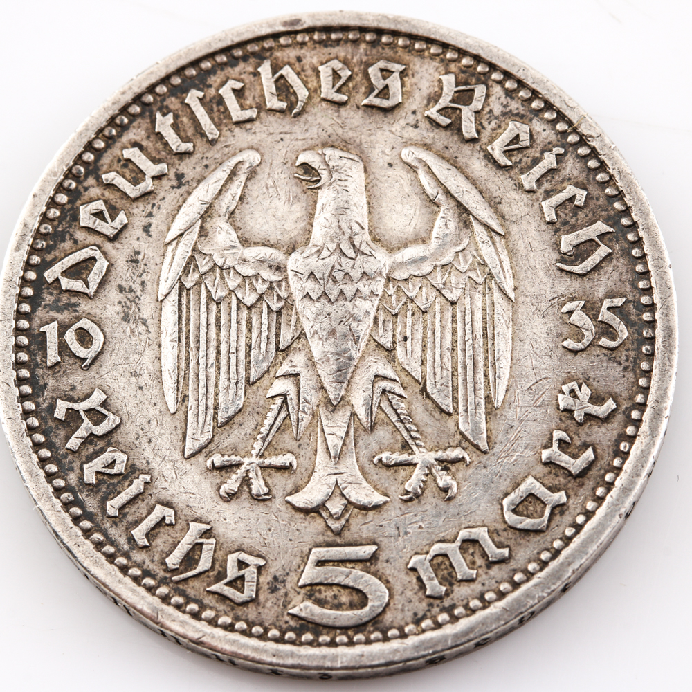 1935 German Five Mark Silver Coin