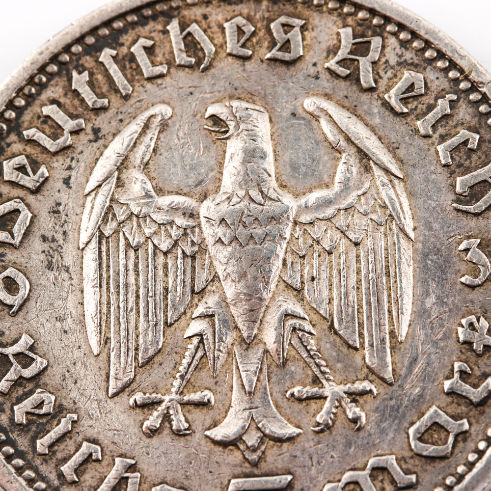 1935 German Five Mark Silver Coin