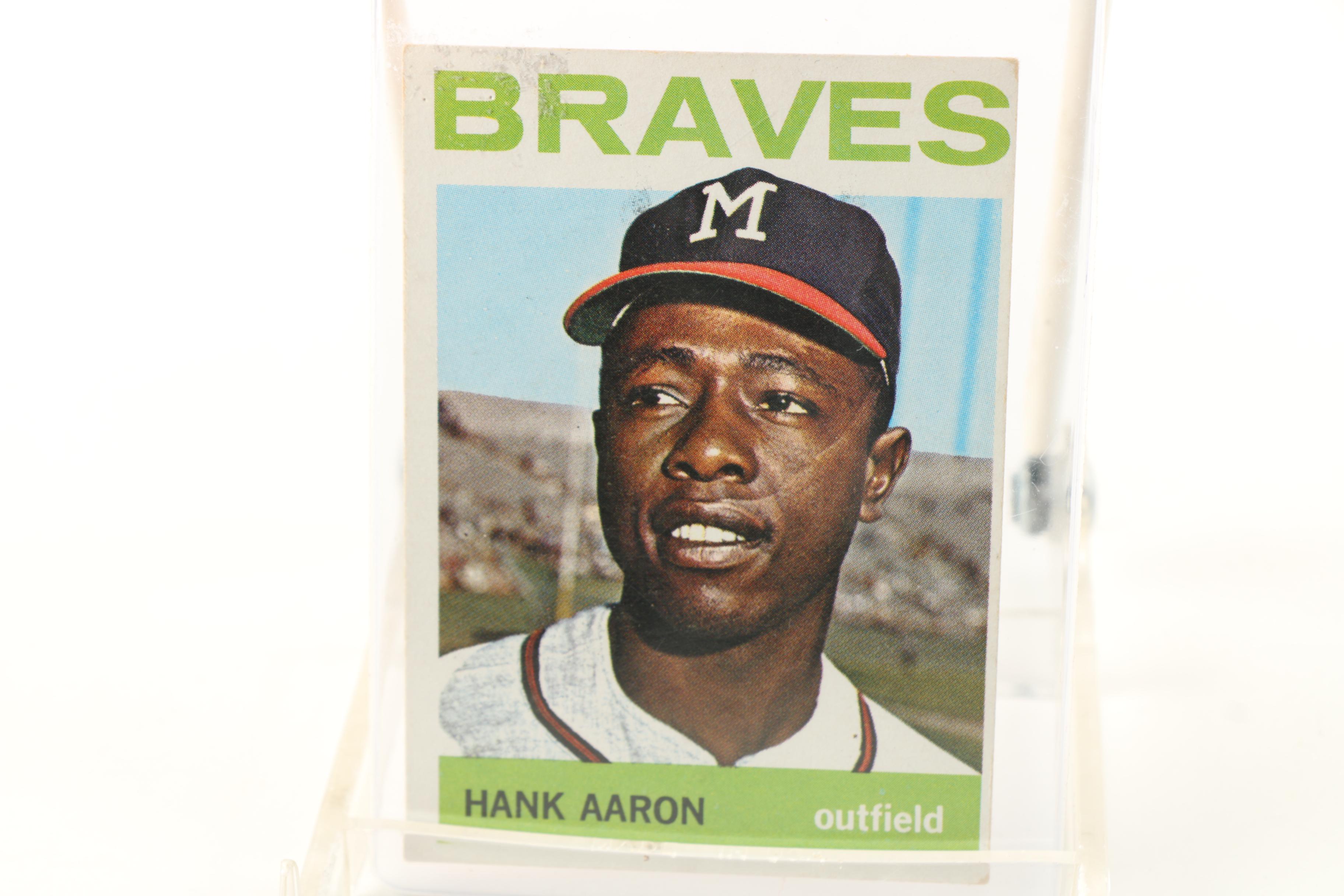 1964 Willie Mays, Mickey Mantle, and Hank Aaron Topps Cards