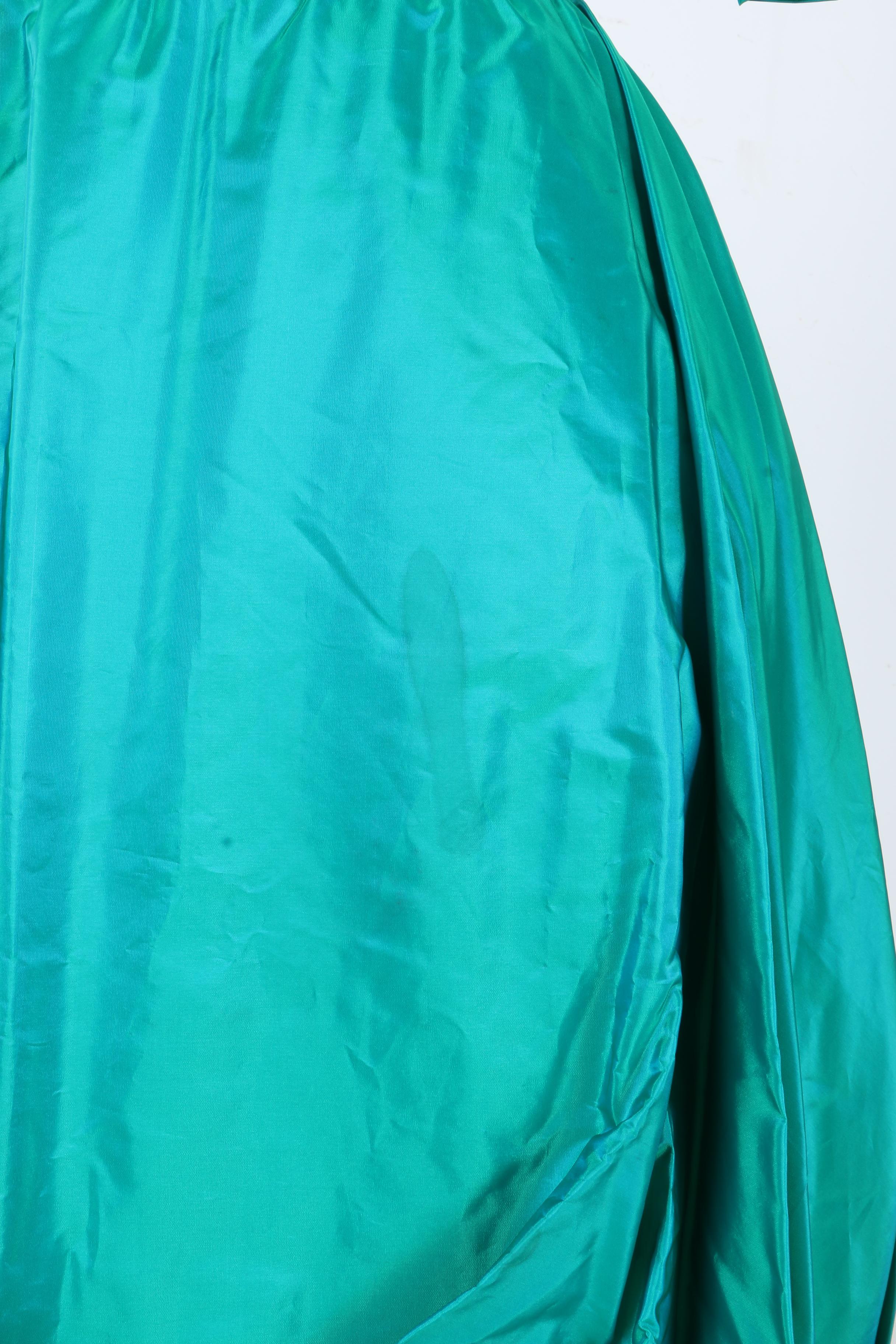 Circa 1955-1963 Women's Emerald Taffeta Dress