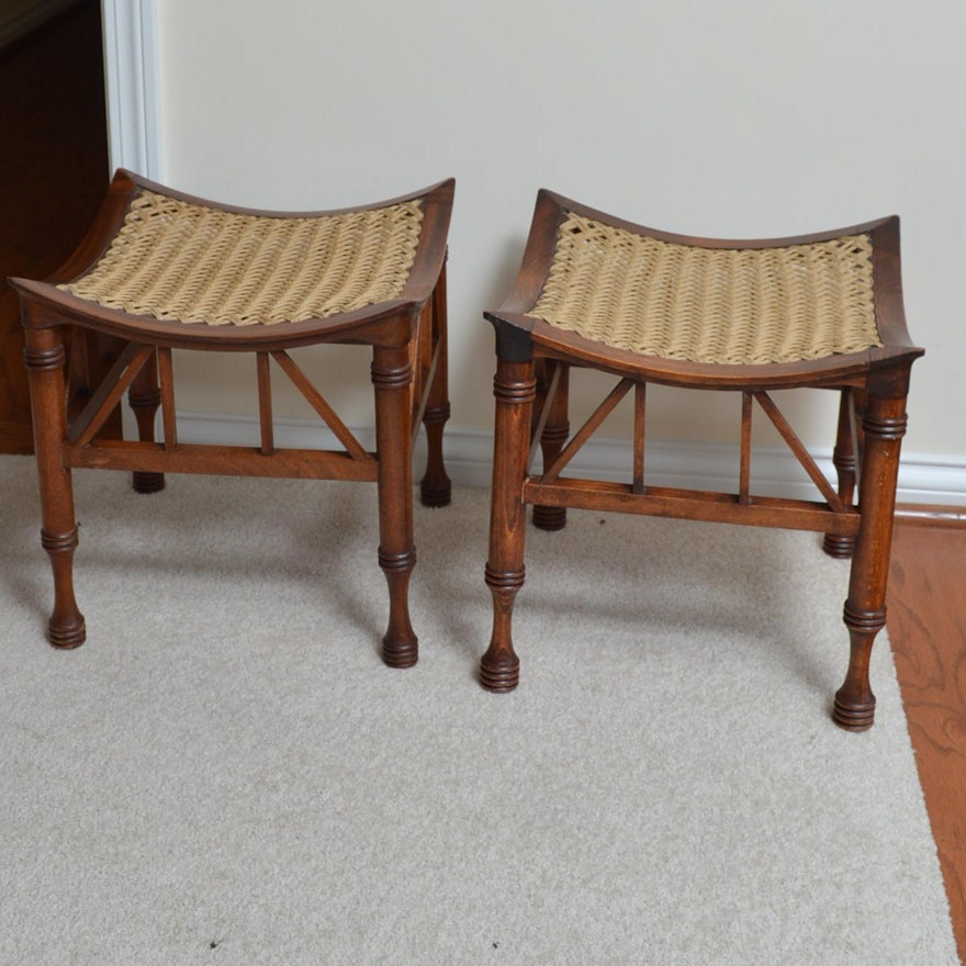 Asian Inspired Stools With Woven Seats
