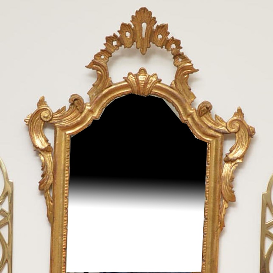 Wall Mirror with Ornate Wood and Gesso Frame