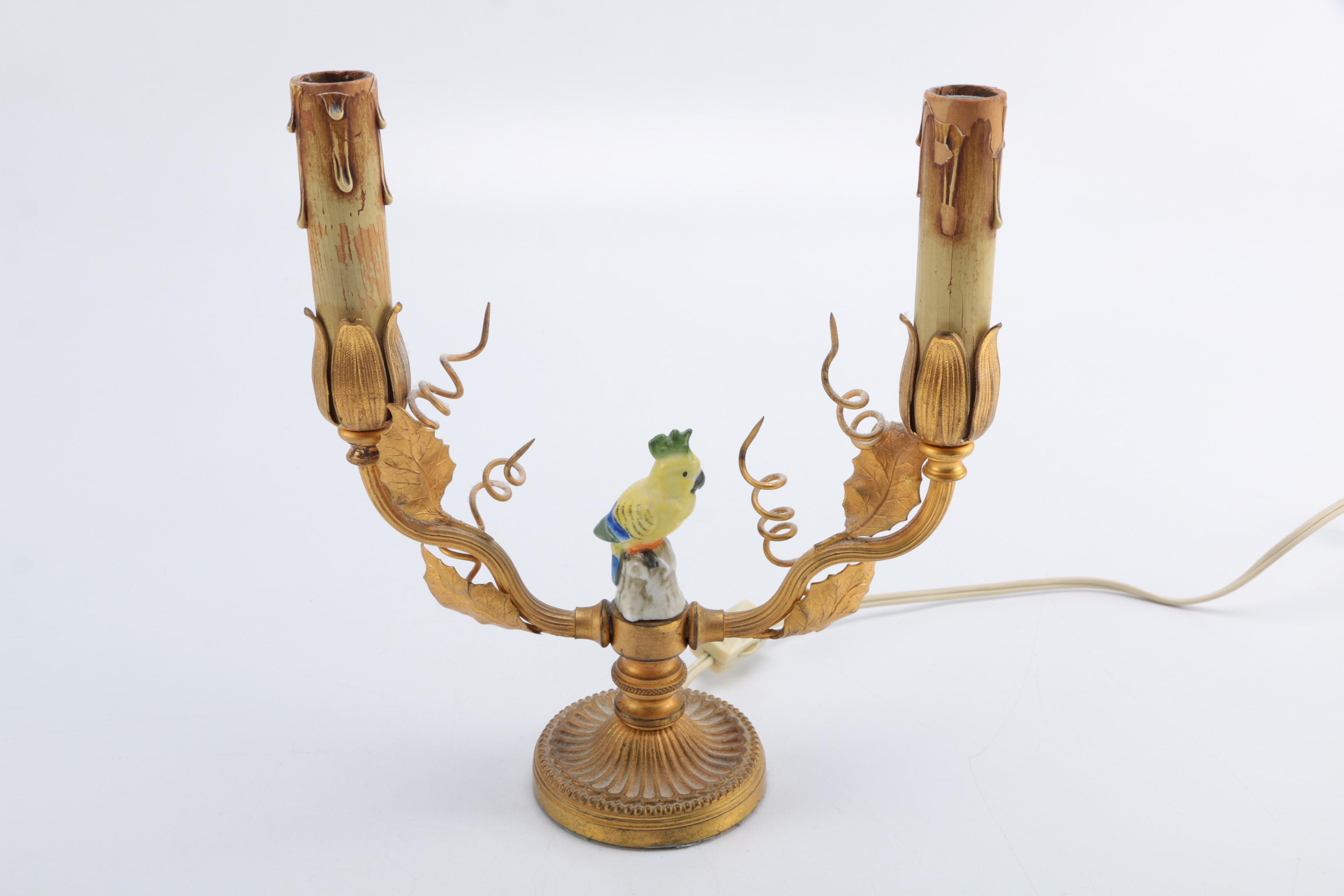 Vintage Bird Candelabra Table Lamps