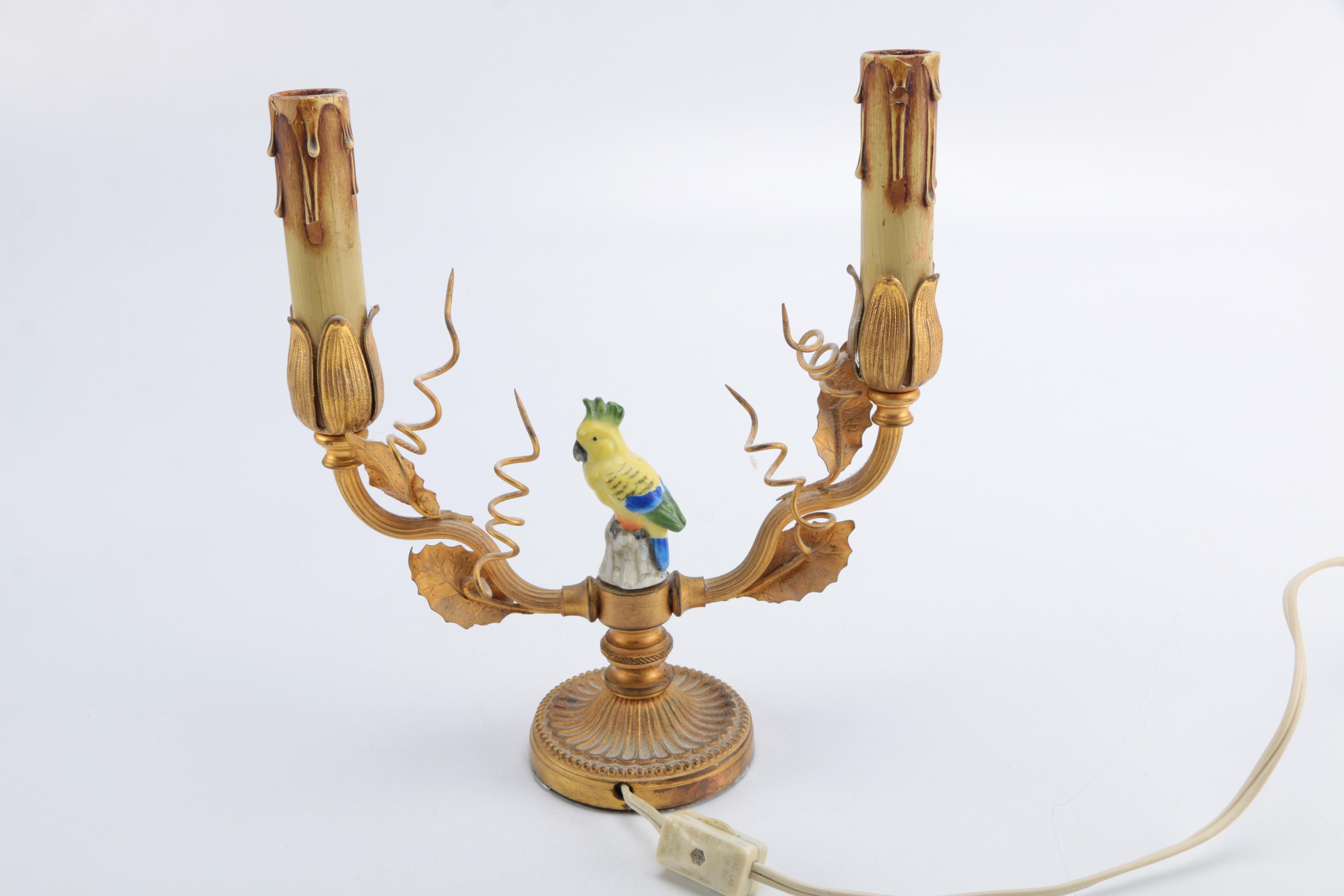 Vintage Bird Candelabra Table Lamps