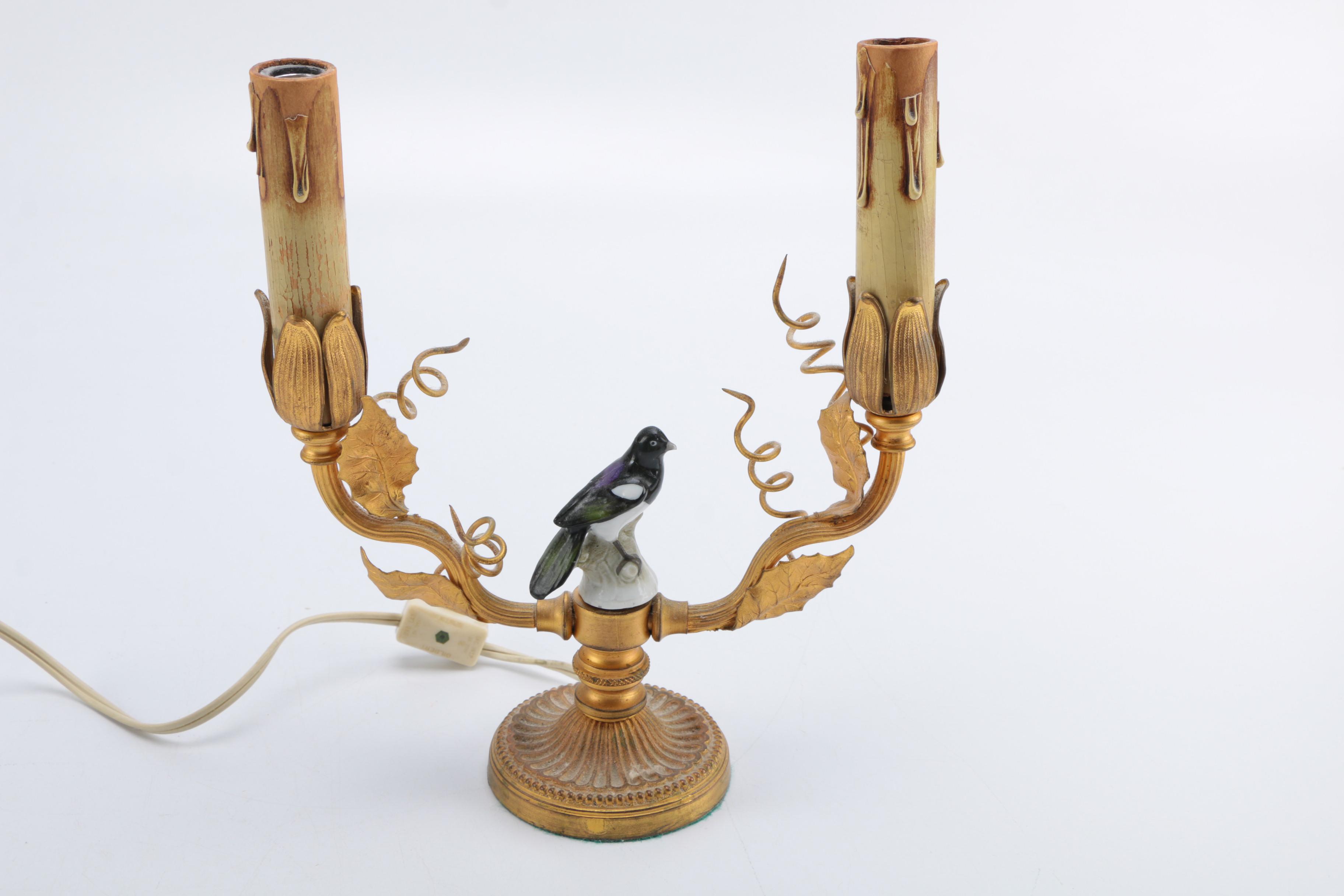 Vintage Bird Candelabra Table Lamps