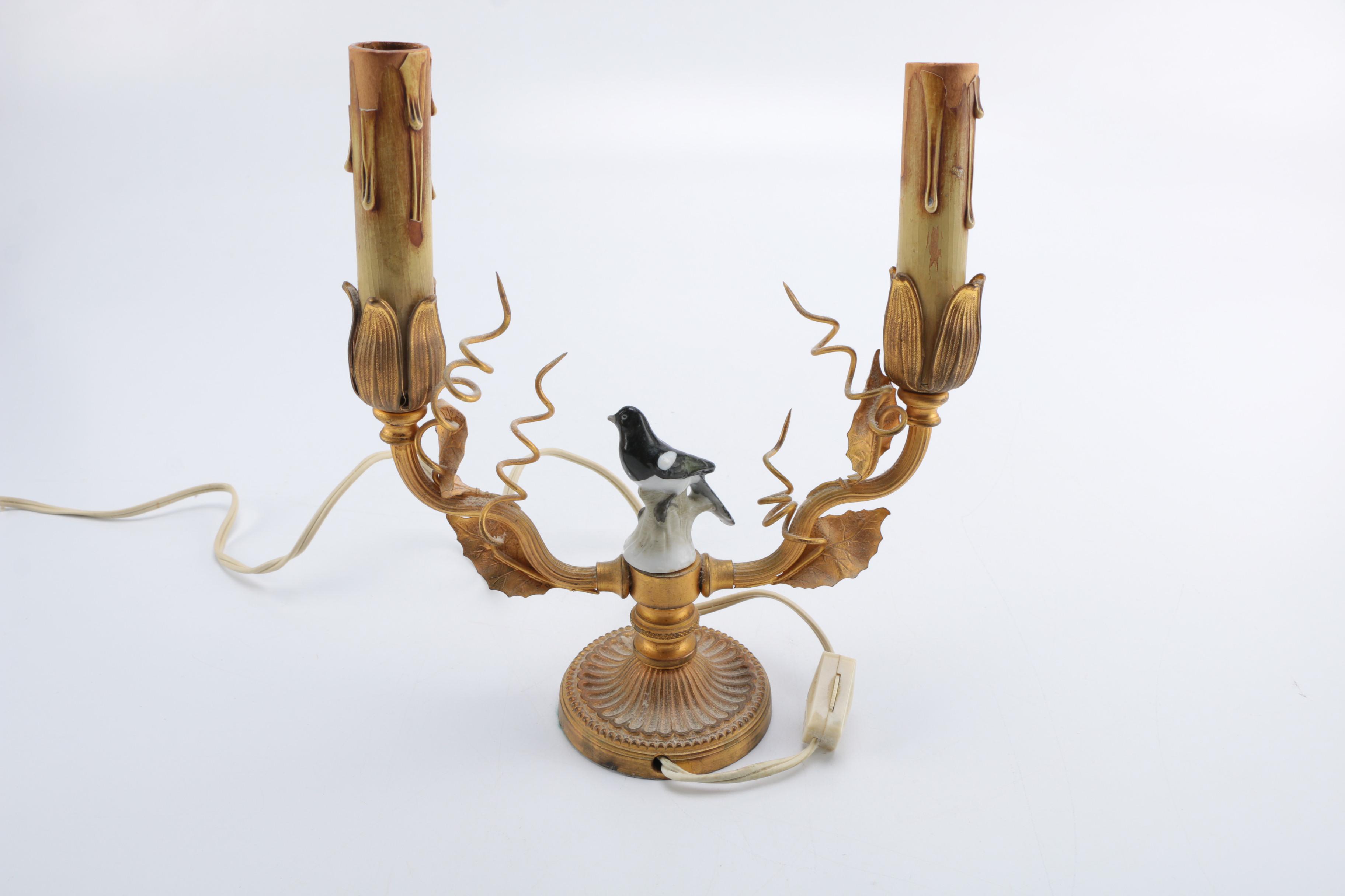 Vintage Bird Candelabra Table Lamps