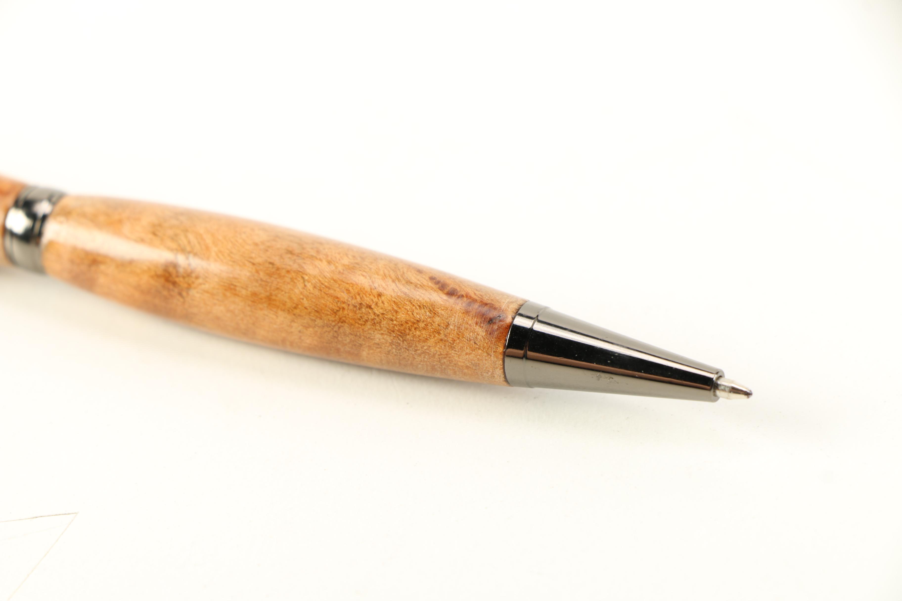 Wood Accented Pens and Gold Tone Mechanical Pencils