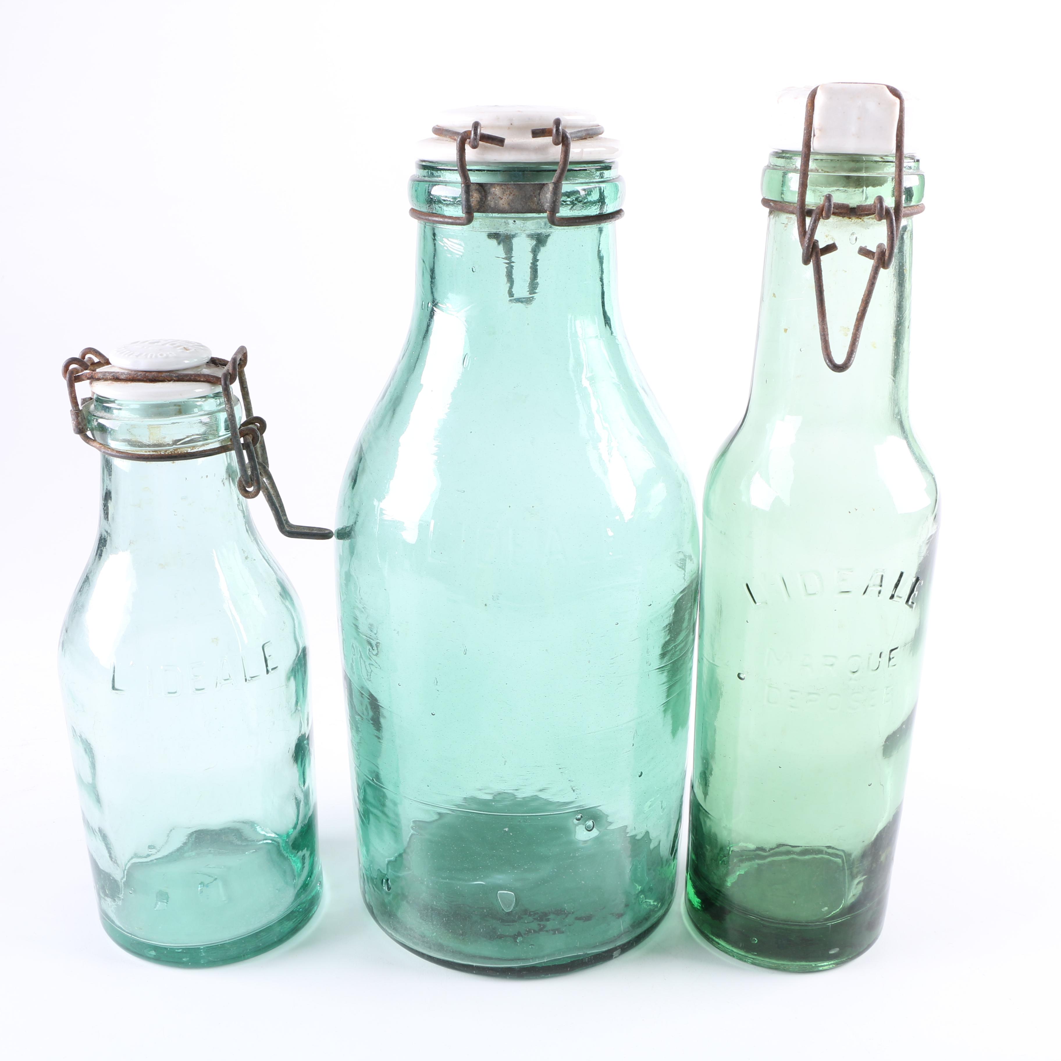 L'idéale French Green Glass Bottles