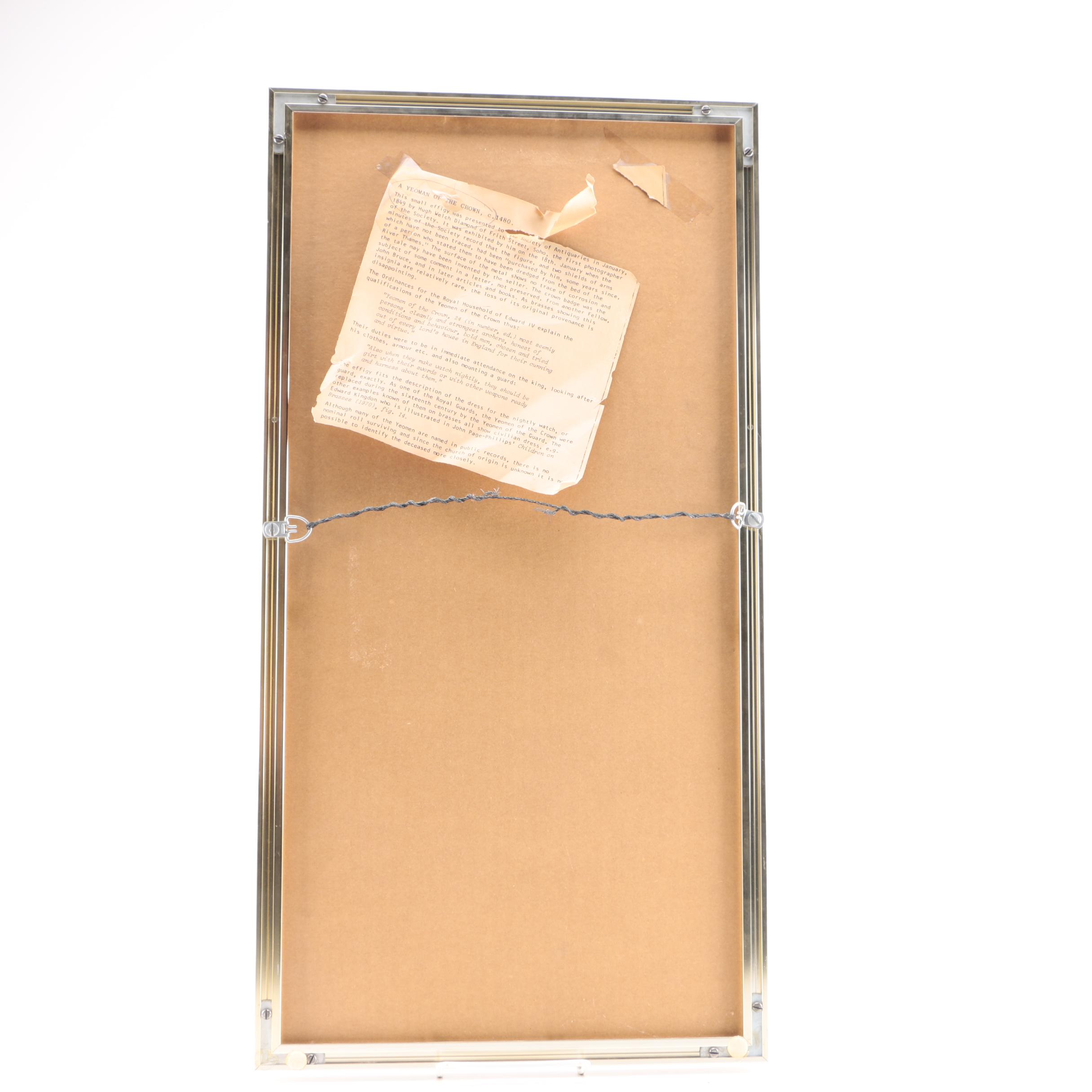 Relief Rubbing on Paper "A Yeoman of the Crown"