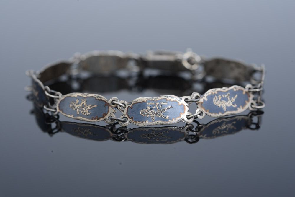 Vintage Sterling Silver Thai Nielloware Bracelet