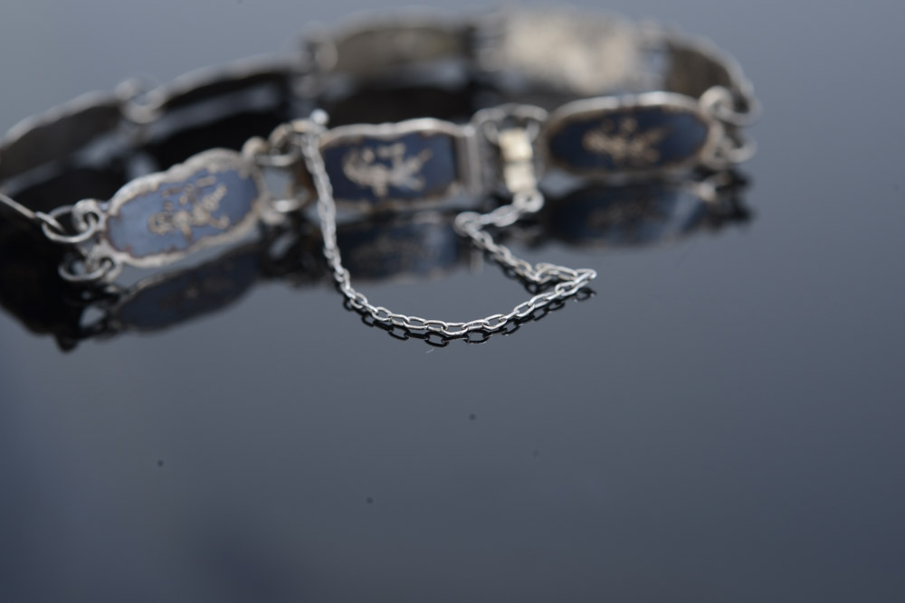 Vintage Sterling Silver Thai Nielloware Bracelet