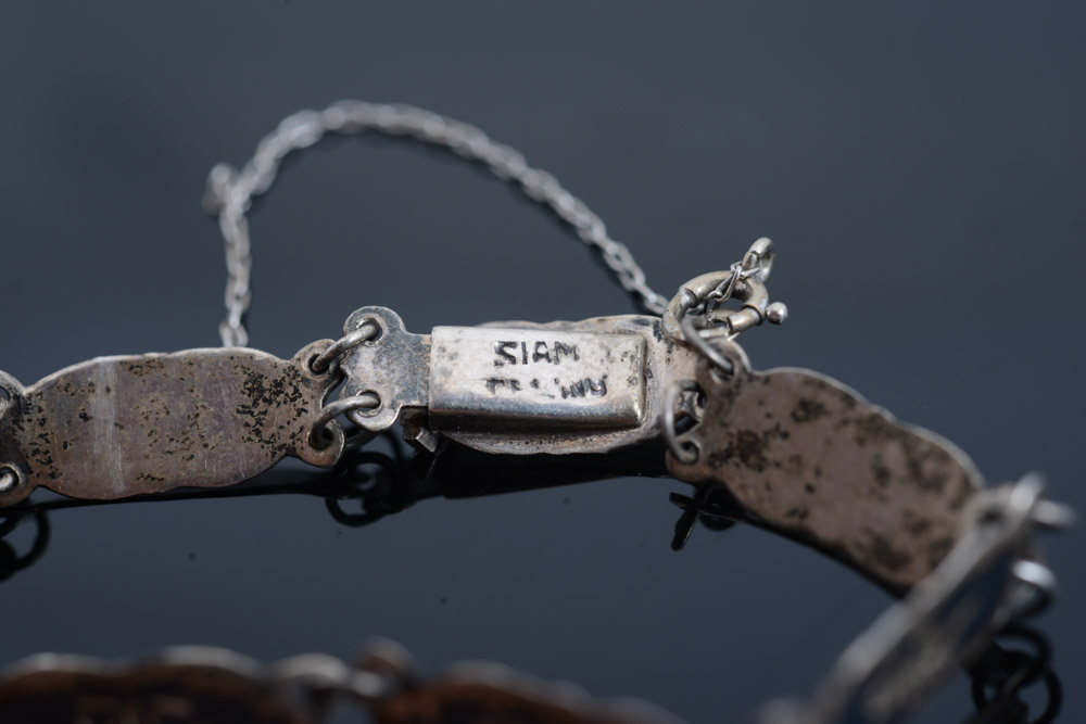 Vintage Sterling Silver Thai Nielloware Bracelet