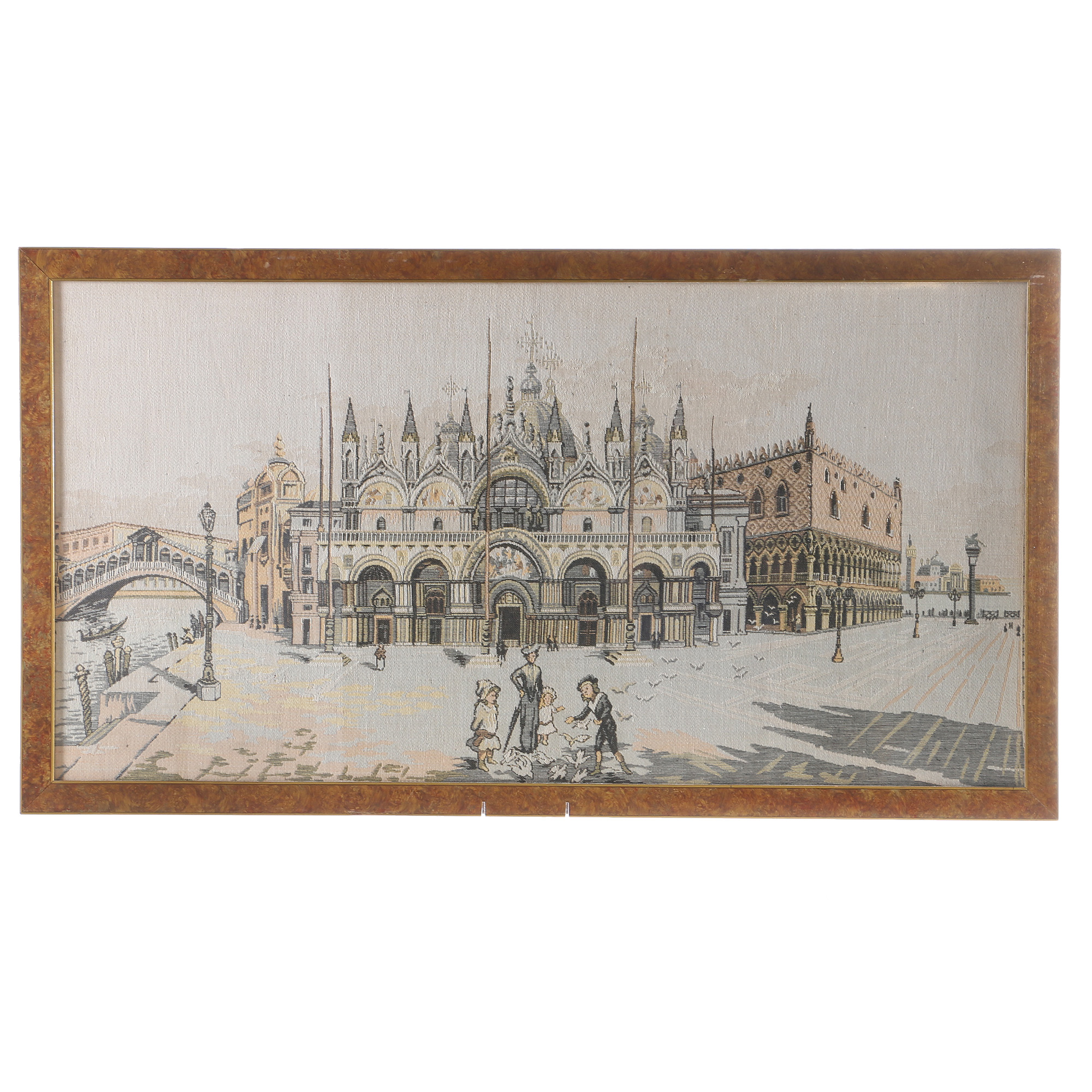 Vintage Tapestry of a Street Scene With Elaborate Architecture