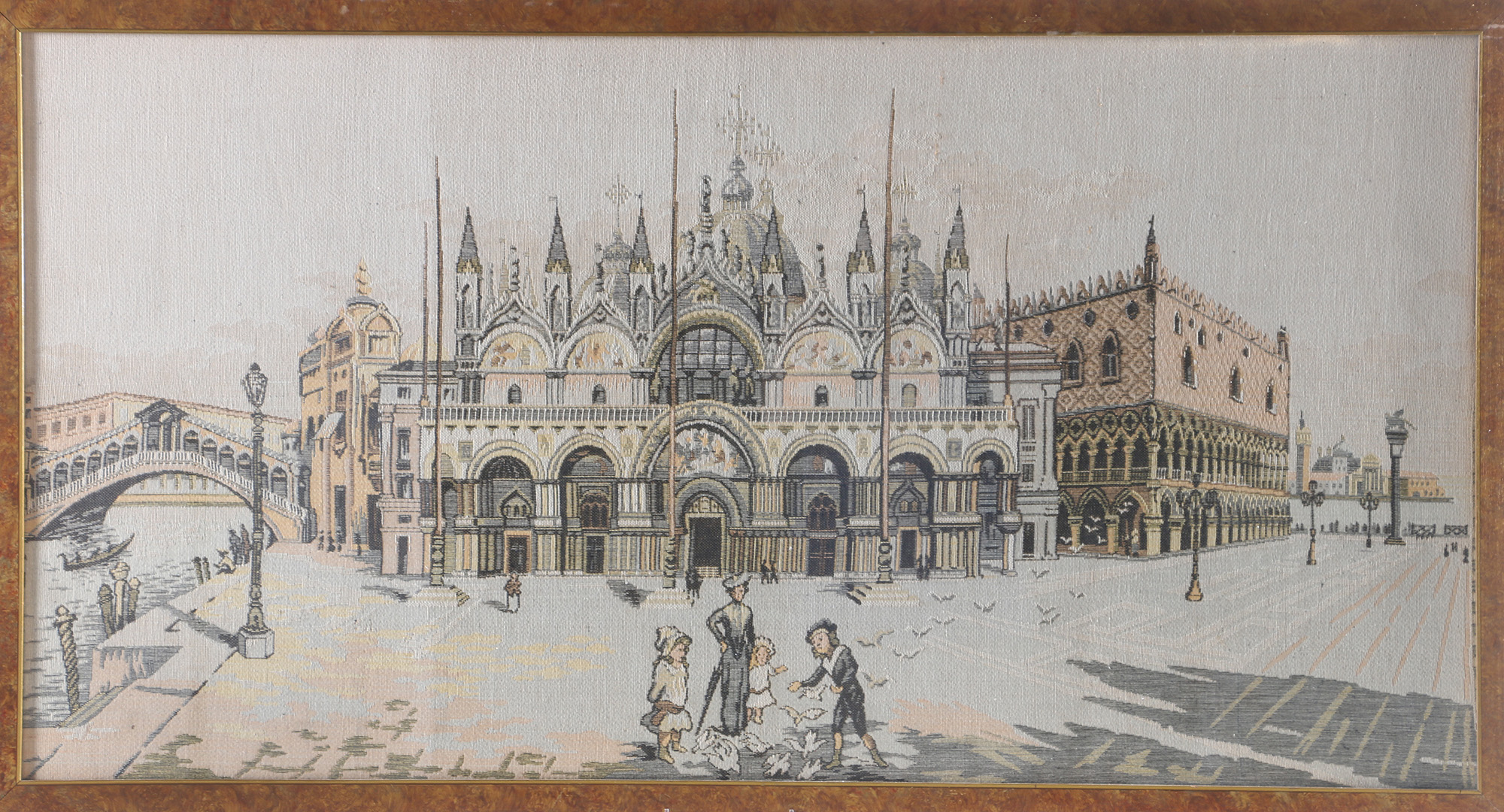 Vintage Tapestry of a Street Scene With Elaborate Architecture