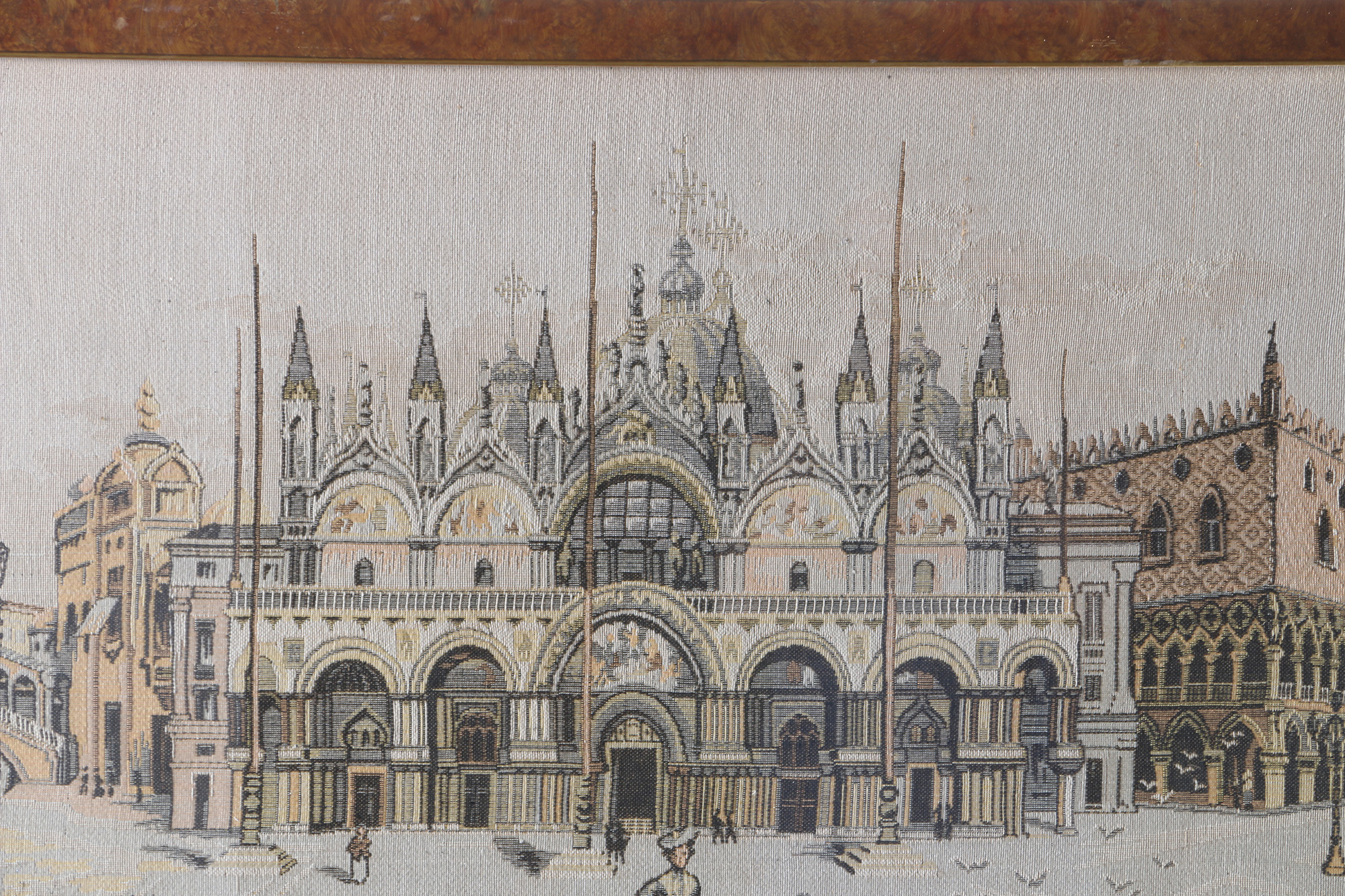 Vintage Tapestry of a Street Scene With Elaborate Architecture