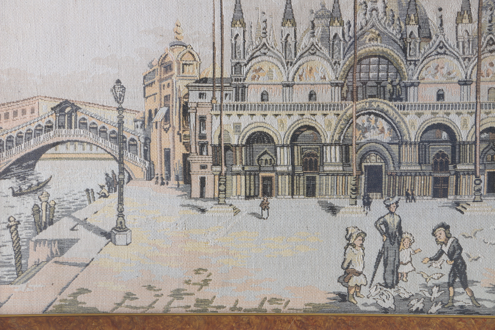 Vintage Tapestry of a Street Scene With Elaborate Architecture