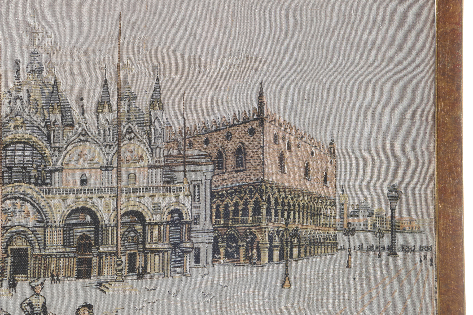Vintage Tapestry of a Street Scene With Elaborate Architecture