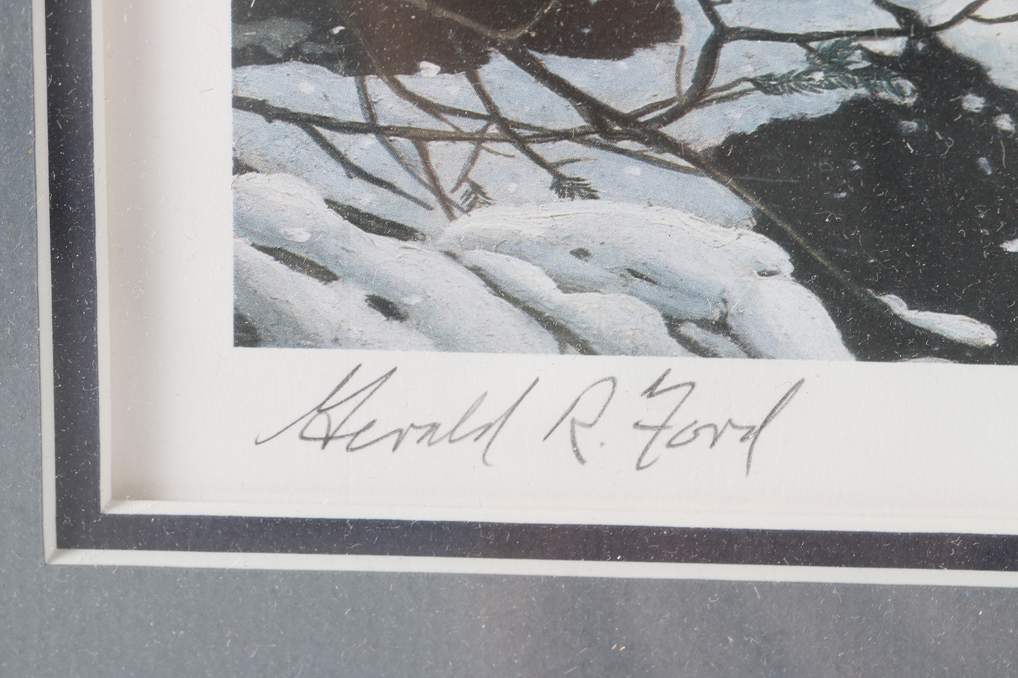 Helen Rundell Limited Edition Offset Lithograph on Paper "On the Edge Eastern Timberwolf" Signed by Gerald Ford