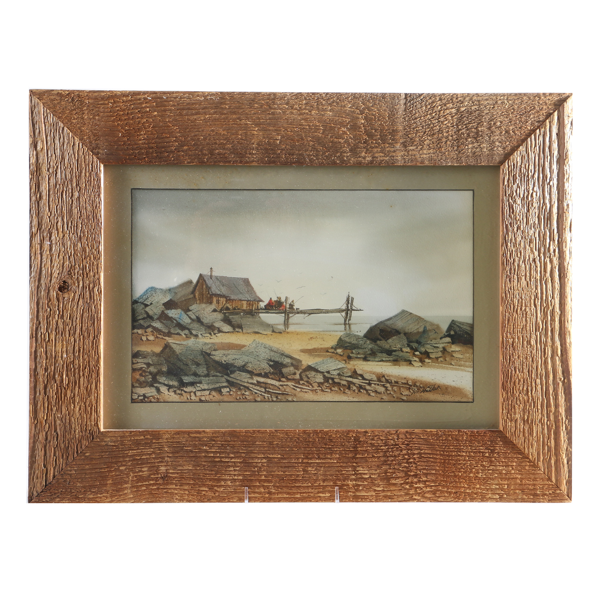 Jim Walker Watercolor on Paper of a Rocky Beach Landscape