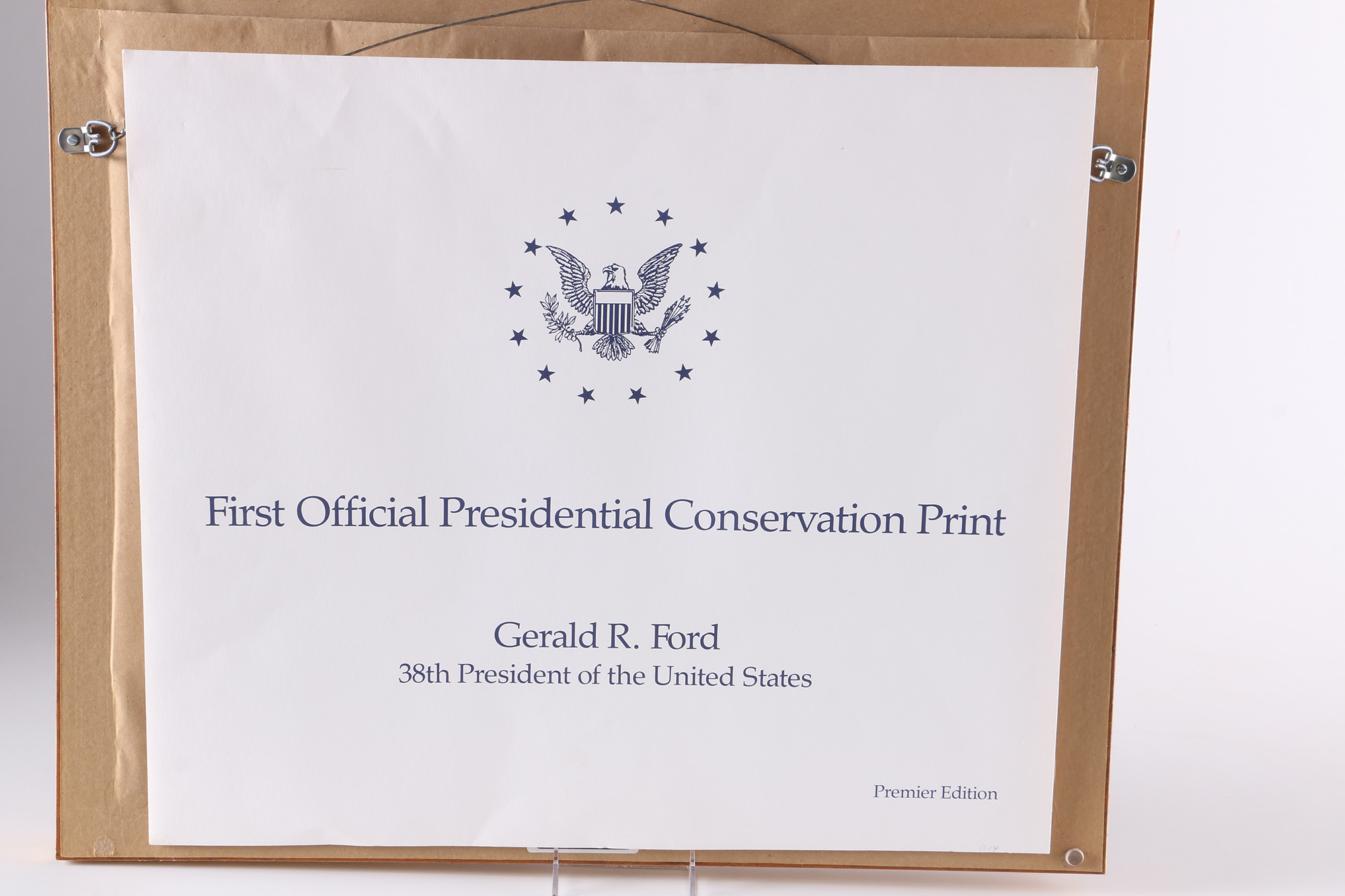 Helen Rundell Limited Edition Offset Lithograph on Paper "On the Edge Eastern Timberwolf" Signed by Gerald Ford