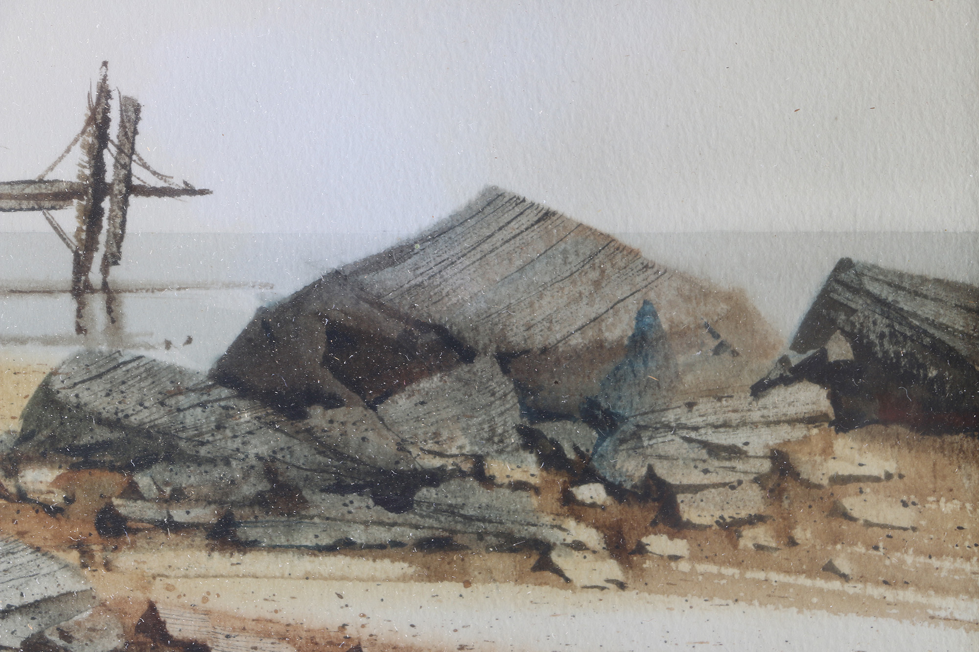 Jim Walker Watercolor on Paper of a Rocky Beach Landscape