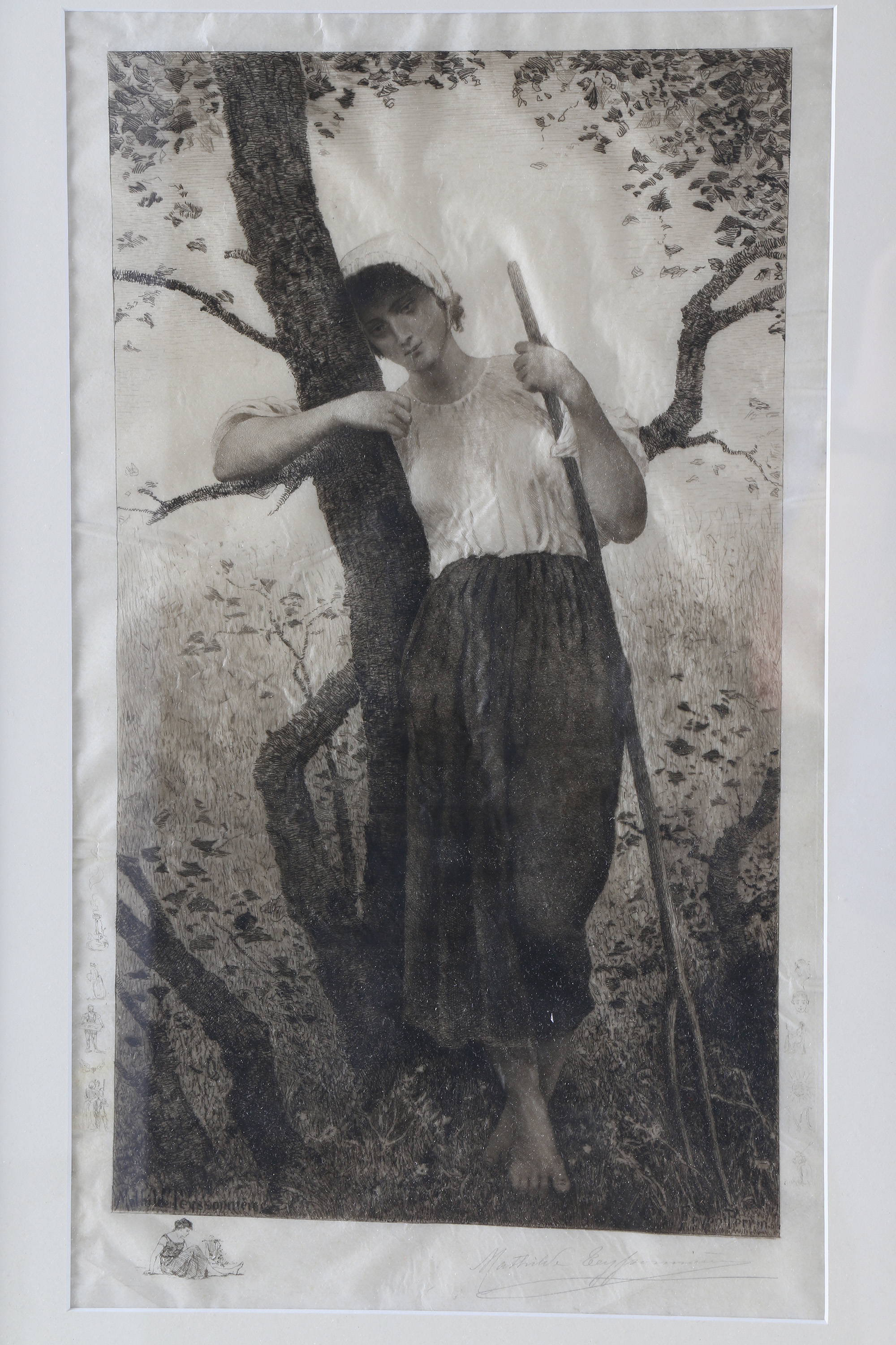 Mathilde Tenssoniere Intaglio Print on Paper of a Standing Woman