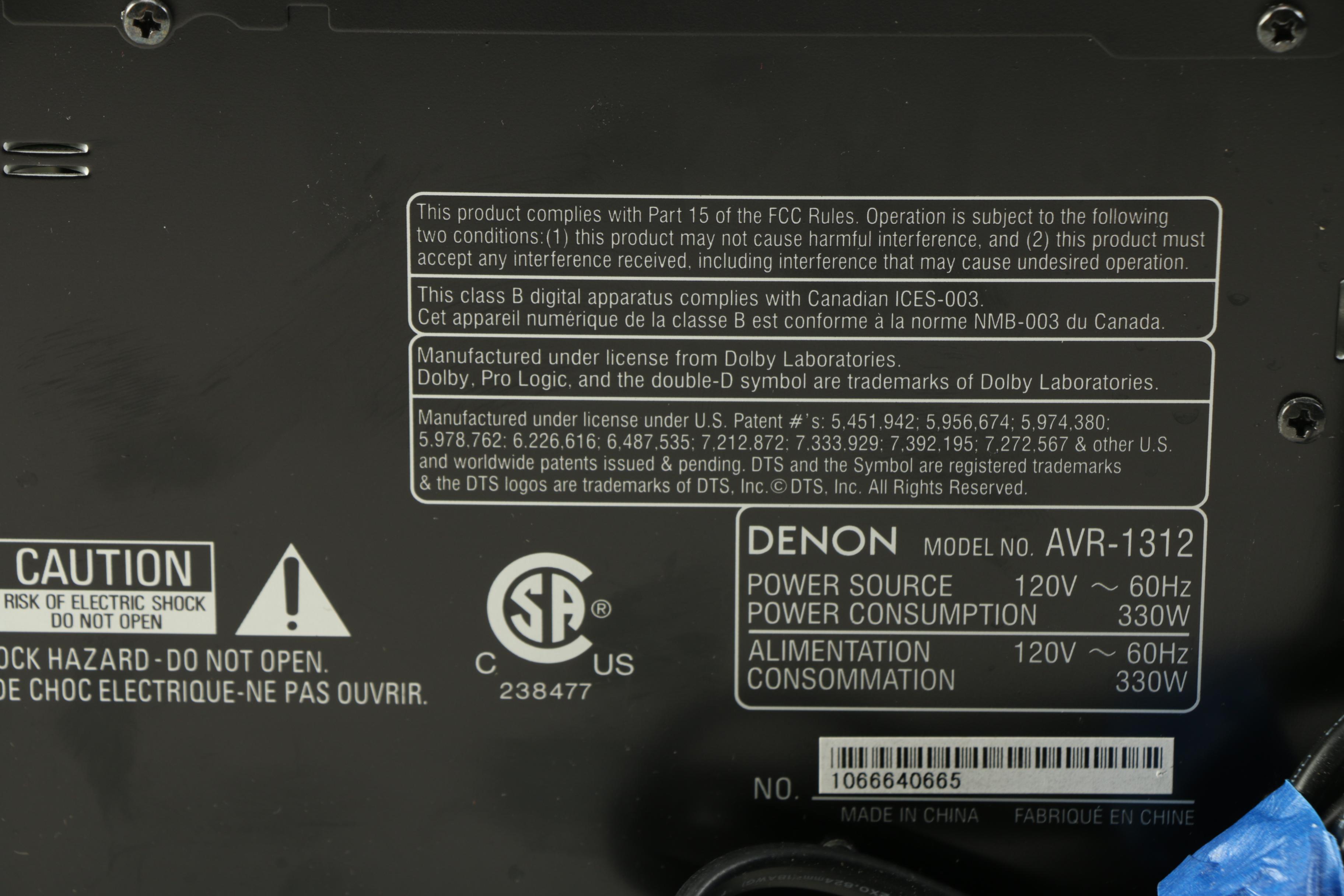 Denon AVR-1312 Surround Receiver