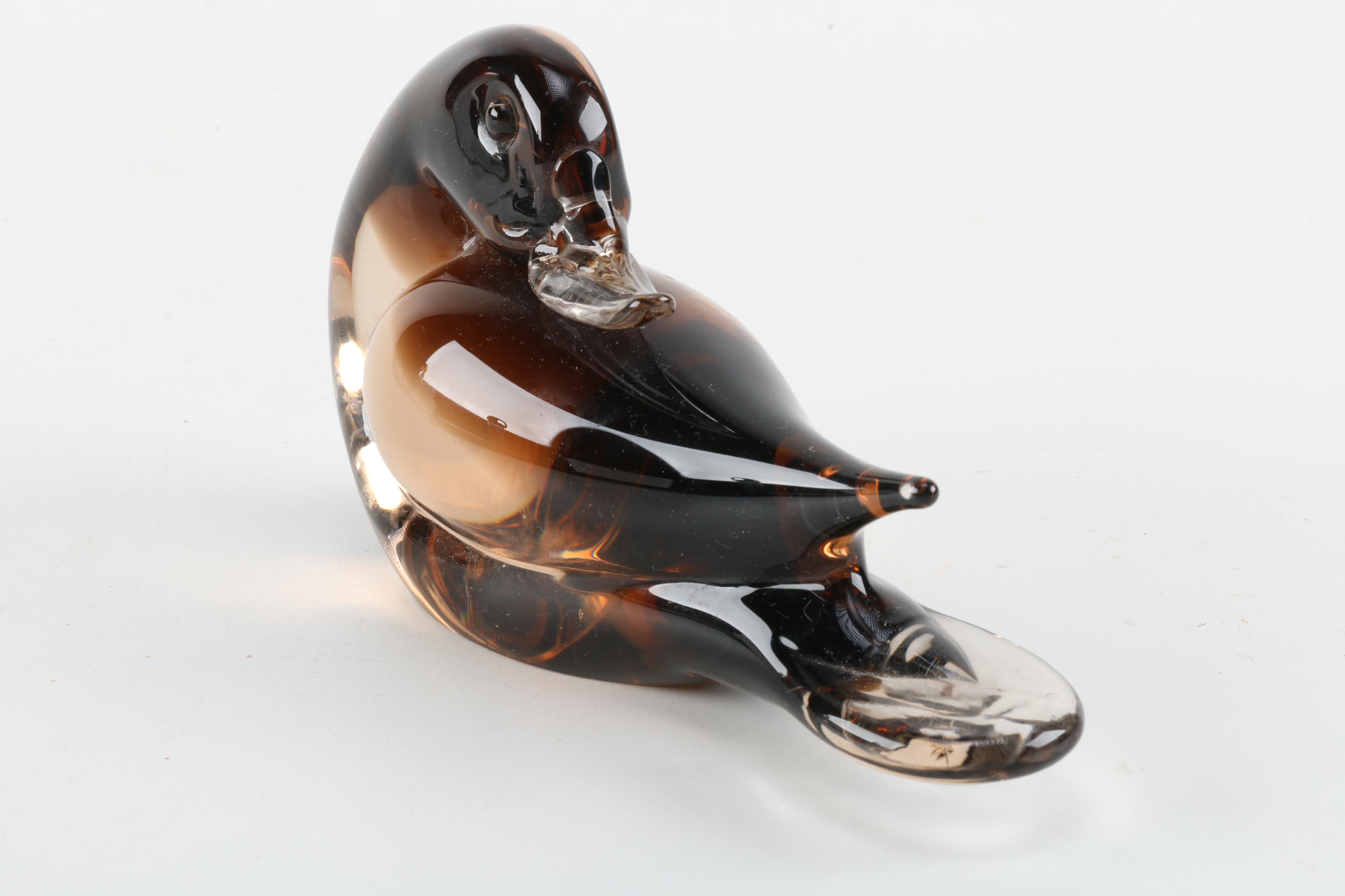 Artisan Crafted Murano Glass Duck Figurine
