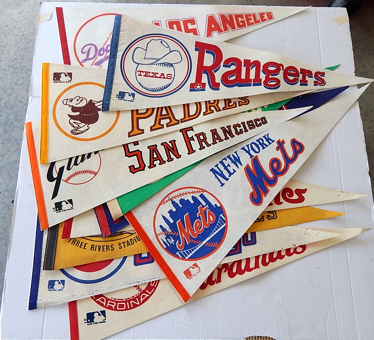 Twelve Vintage Sports Pennants