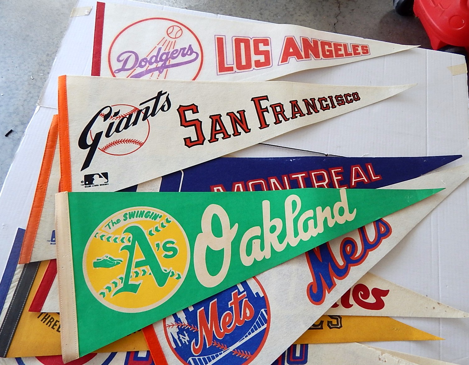 Twelve Vintage Sports Pennants