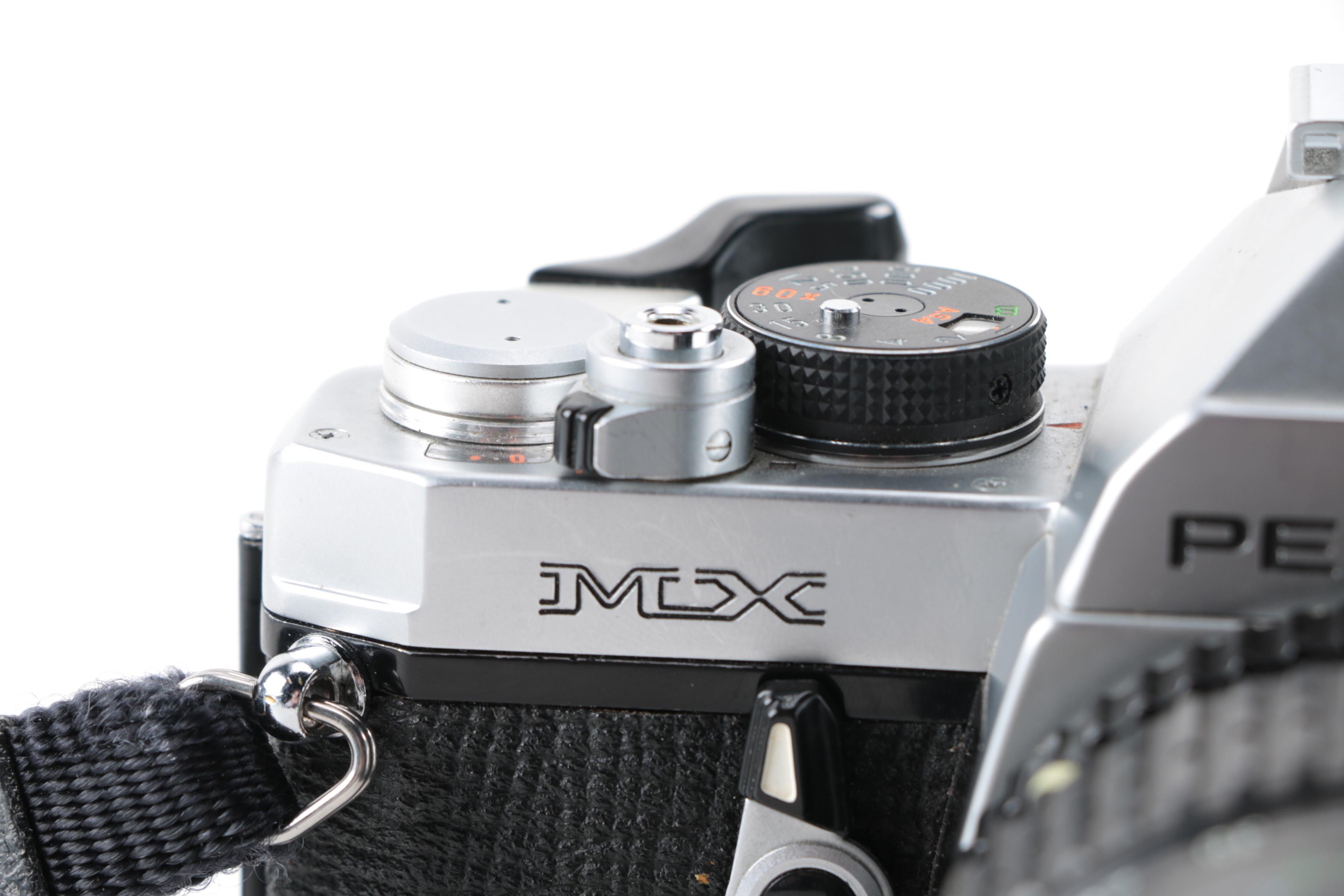 Pentax MX SLR Camera, Flash and Tripod