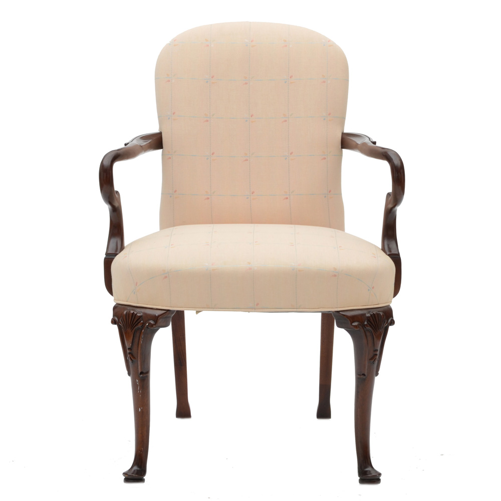 Queen Anne Style Mahogany Arm Chair