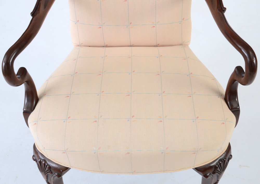 Queen Anne Style Mahogany Arm Chair