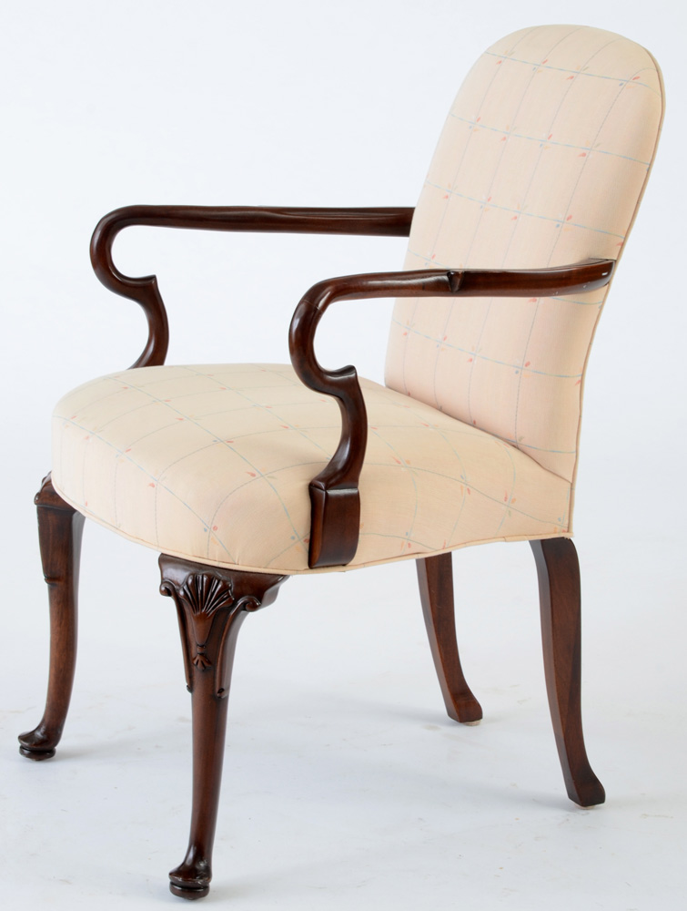 Queen Anne Style Mahogany Arm Chair