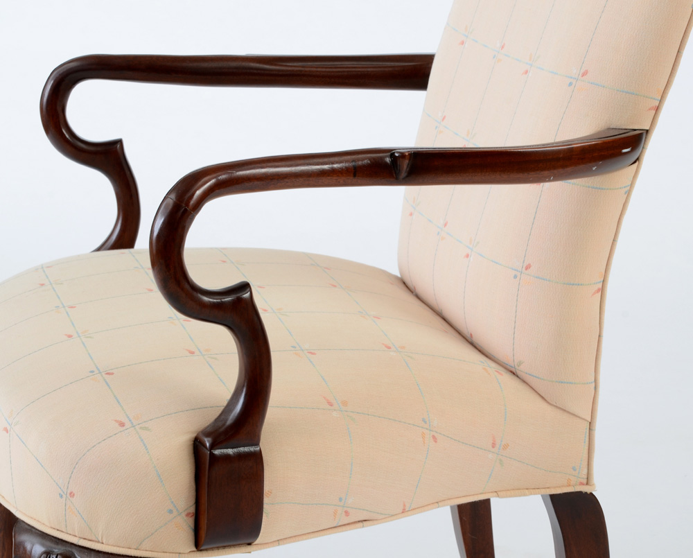 Queen Anne Style Mahogany Arm Chair